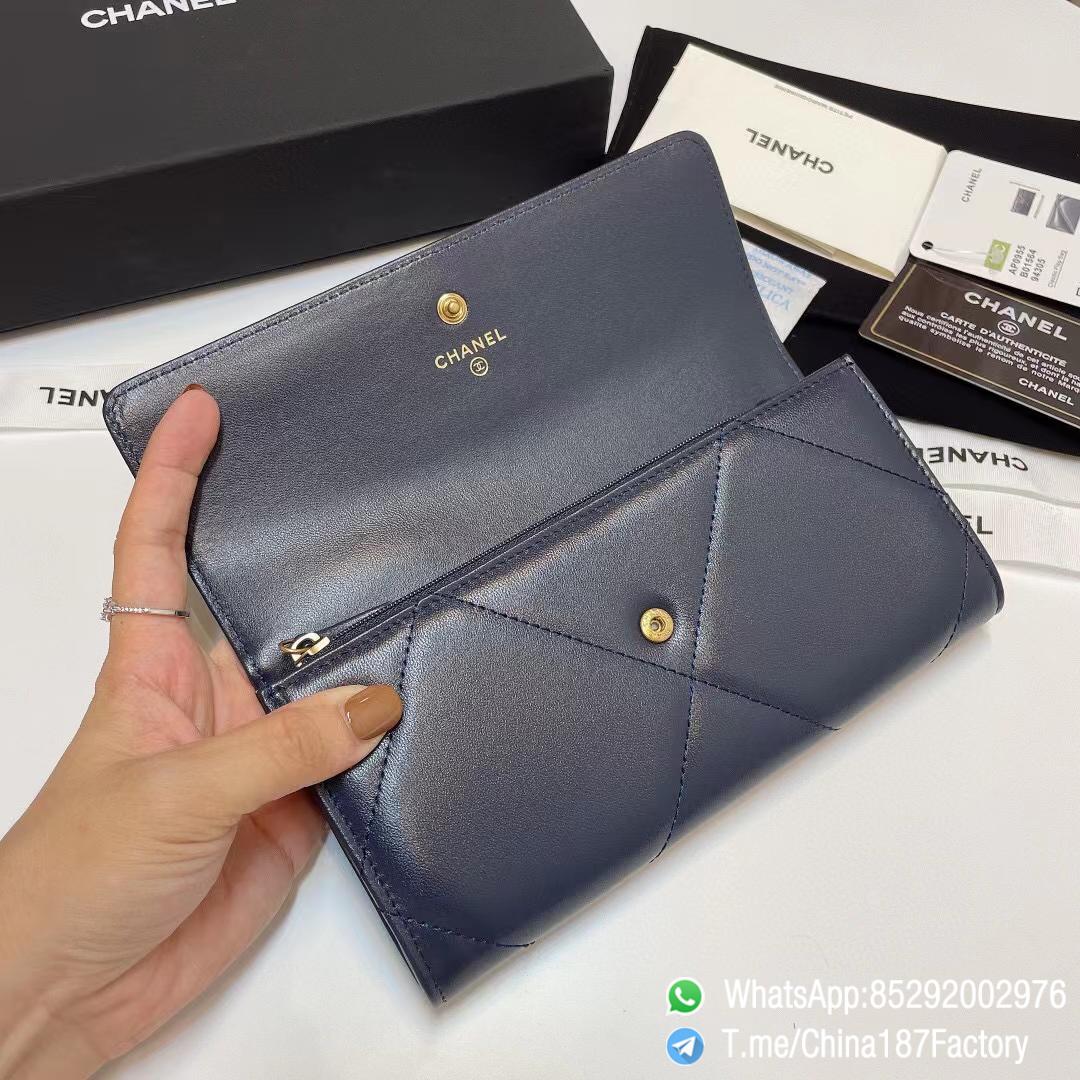 187 Factory Bags Chanel 19 Long Wallet Abysse Blue Shiny Lambskin Gold Tone Metal 06 187 Factory Bags Chanel 19 Long Wallet Abysse Blue Shiny Lambskin Gold Tone Metal 06