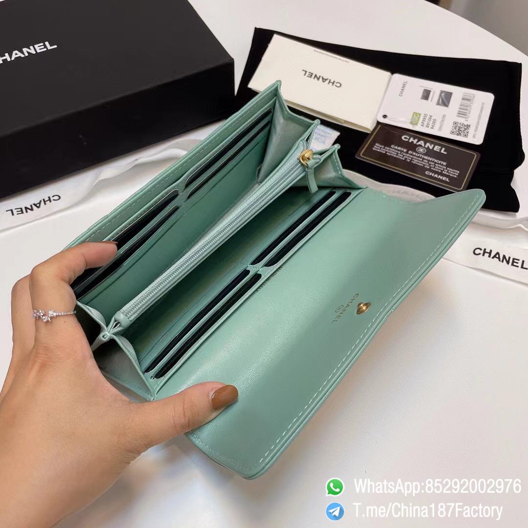 187 Factory Bags Chanel 19 Long Wallet Aqua Green Shiny Lambskin Gold Tone Metal 08 187 Factory Bags Chanel 19 Long Wallet Aqua Green Shiny Lambskin Gold Tone Metal 08