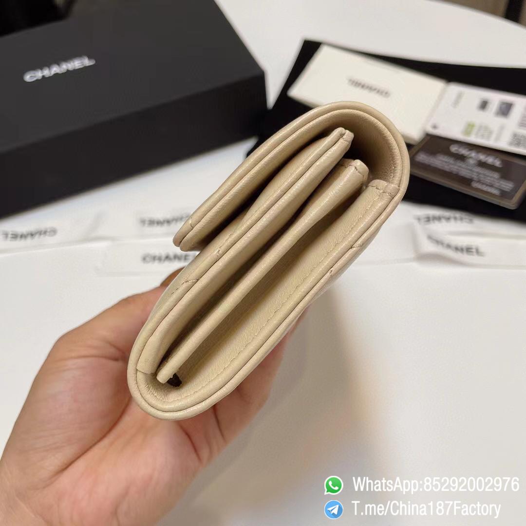 187 Factory Bags Chanel 19 Long Wallet Beige Shiny Lambskin Gold Tone Metal 05 187 Factory Bags Chanel 19 Long Wallet Beige Shiny Lambskin Gold Tone Metal 05