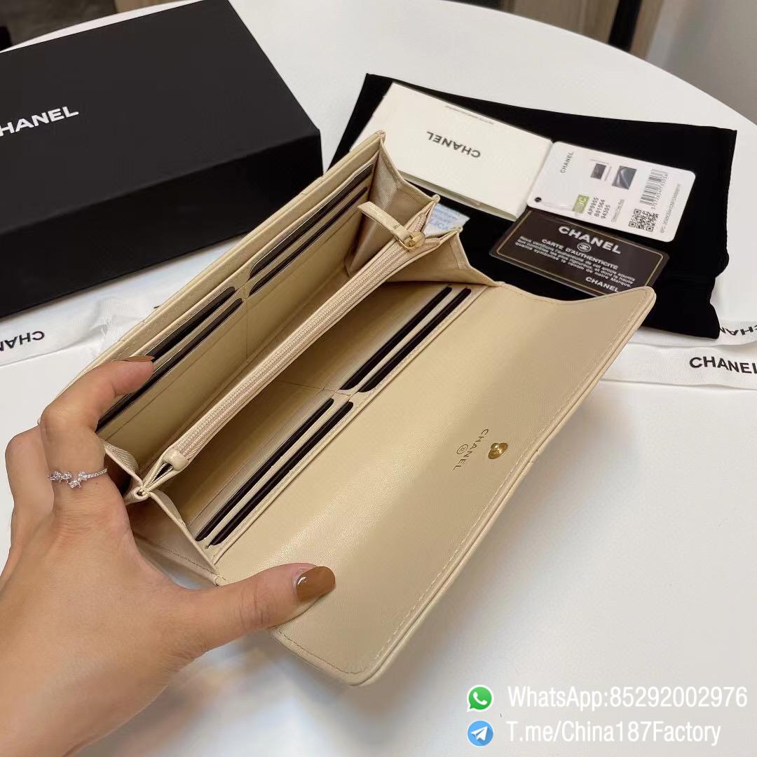 187 Factory Bags Chanel 19 Long Wallet Beige Shiny Lambskin Gold Tone Metal 08 187 Factory Bags Chanel 19 Long Wallet Beige Shiny Lambskin Gold Tone Metal 08