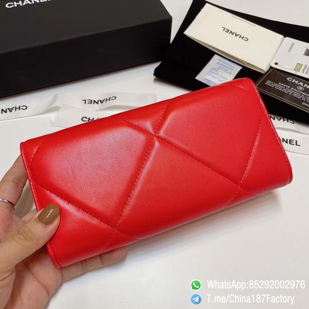 187 Factory Bags Chanel 19 Long Wallet Bright Red Shiny Lambskin Gold Tone Metal 03 187 Factory Bags Chanel 19 Long Wallet Bright Red Shiny Lambskin Gold Tone Metal 03