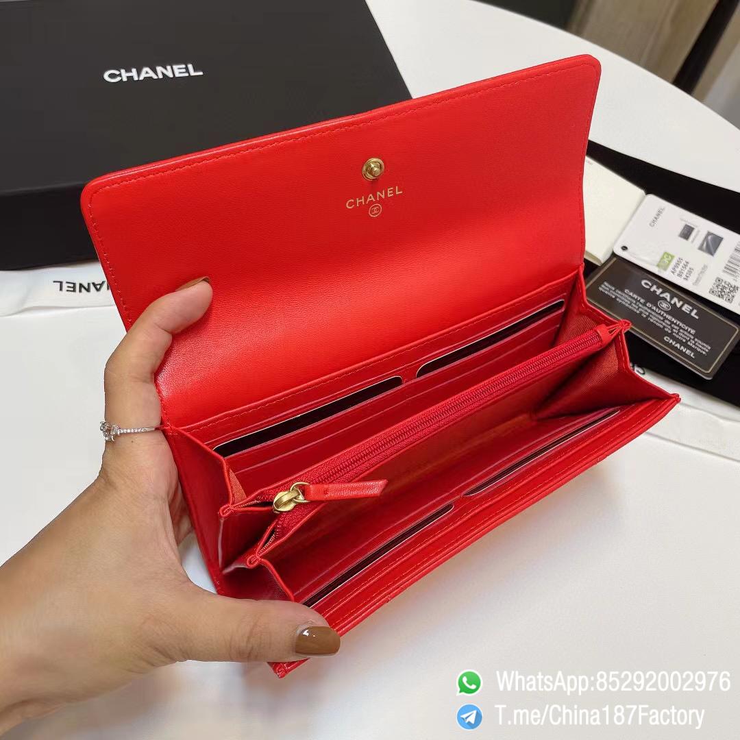 187 Factory Bags Chanel 19 Long Wallet Bright Red Shiny Lambskin Gold Tone Metal 07 187 Factory Bags Chanel 19 Long Wallet Bright Red Shiny Lambskin Gold Tone Metal 07