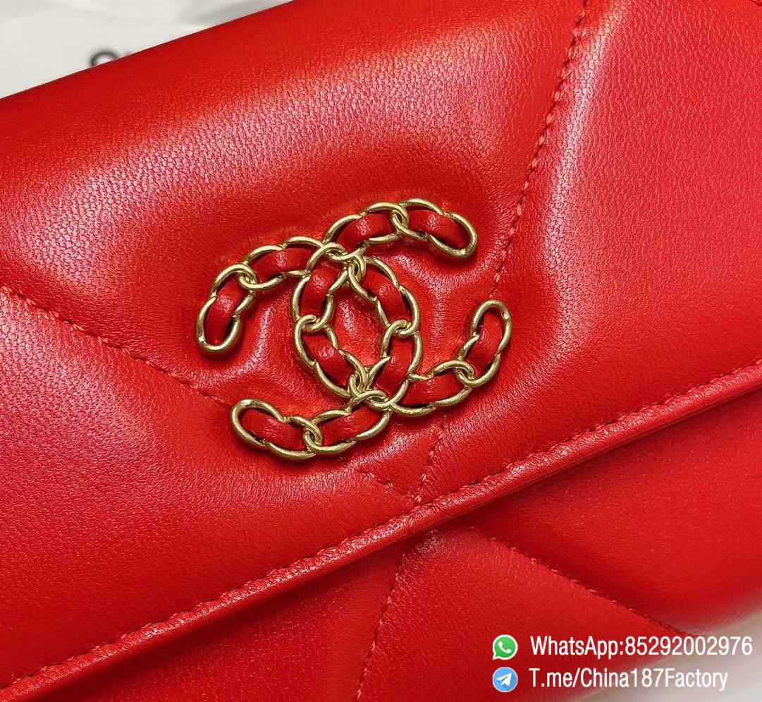 187 Factory Bags Chanel 19 Long Wallet Bright Red Shiny Lambskin Gold Tone Metal 09 187 Factory Bags Chanel 19 Long Wallet Bright Red Shiny Lambskin Gold Tone Metal 09