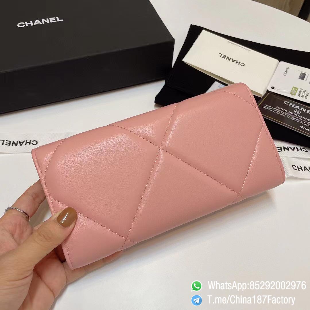 187 Factory Bags Chanel 19 Long Wallet Pink Shiny Lambskin Gold Tone Metal 03 187 Factory Bags Chanel 19 Long Wallet Pink Shiny Lambskin Gold Tone Metal 03