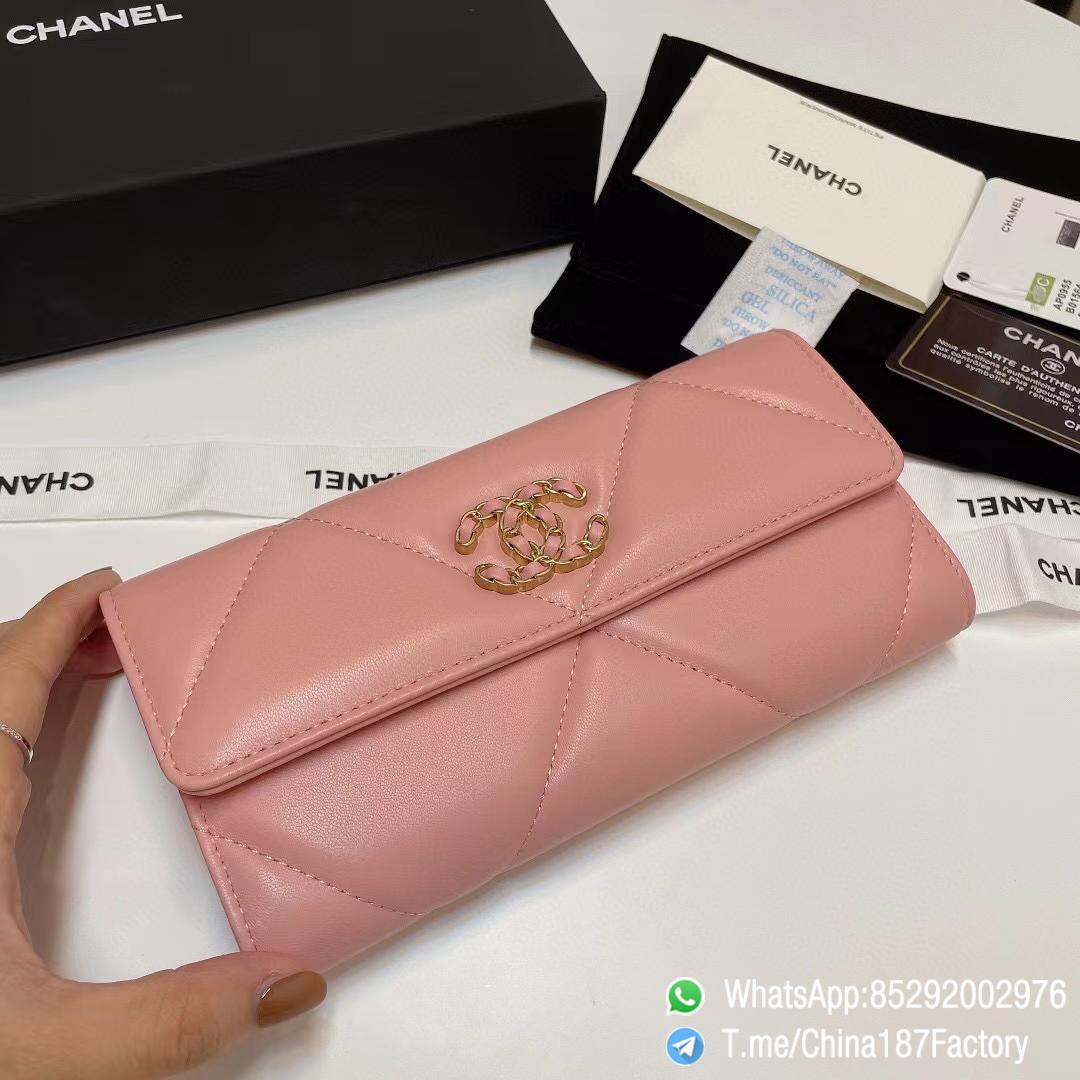 187 Factory Bags Chanel 19 Long Wallet Pink Shiny Lambskin Gold Tone Metal 04 187 Factory Bags Chanel 19 Long Wallet Pink Shiny Lambskin Gold Tone Metal 04