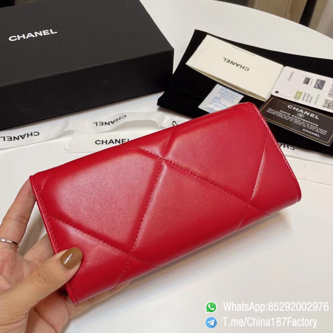 187 Factory Bags Chanel 19 Long Wallet Red Shiny Lambskin Gold Tone Metal 03 187 Factory Bags Chanel 19 Long Wallet Red Shiny Lambskin Gold Tone Metal 03