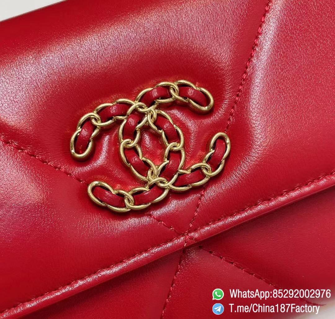 187 Factory Bags Chanel 19 Long Wallet Red Shiny Lambskin Gold Tone Metal 09 187 Factory Bags Chanel 19 Long Wallet Red Shiny Lambskin Gold Tone Metal 09