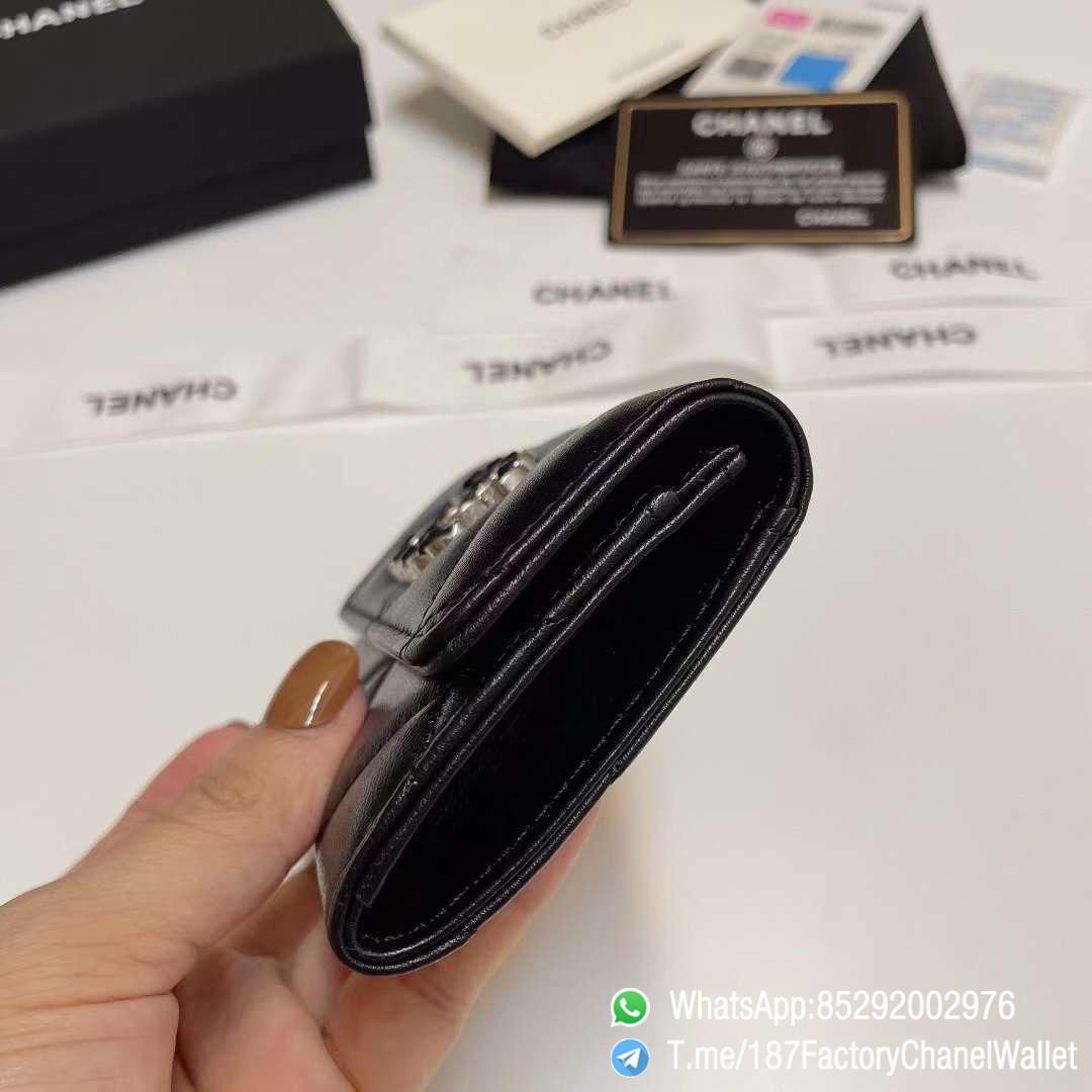 187 Factory Chanel 19 Flap Card Holder Black Shiny Lambskin Silver Tone Ruthenium Finish Metal 06 187 Factory Chanel 19 Flap Card Holder Black Shiny Lambskin Silver Tone Ruthenium Finish Metal 06