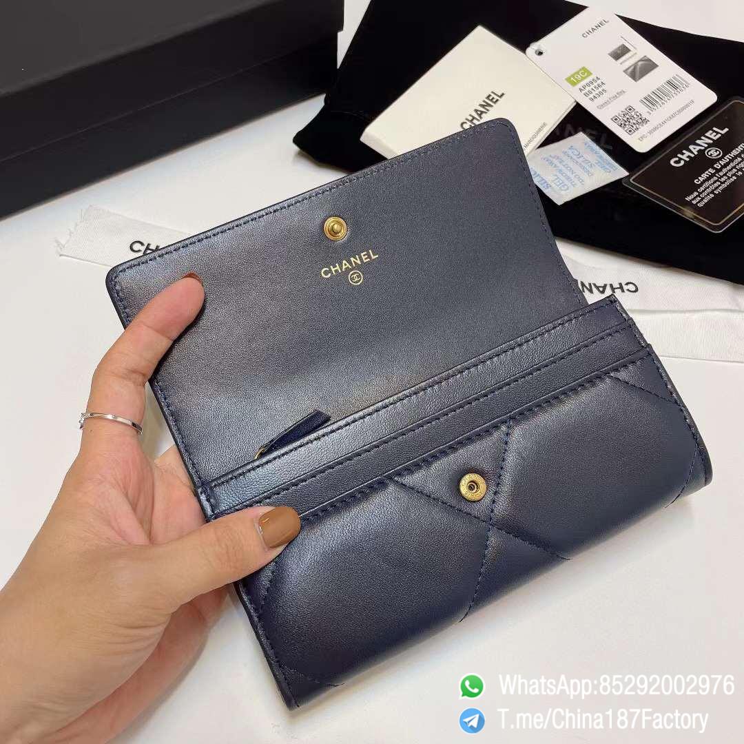 187 Factory Bags Chanel 19 Middle Cambon Wallet Abysse Blue Shiny Lambskin Gold Tone Metal 06 187 Factory Bags Chanel 19 Middle Cambon Wallet Abysse Blue Shiny Lambskin Gold Tone Metal 06