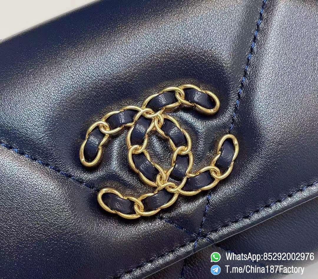 187 Factory Bags Chanel 19 Middle Cambon Wallet Abysse Blue Shiny Lambskin Gold Tone Metal 09 187 Factory Bags Chanel 19 Middle Cambon Wallet Abysse Blue Shiny Lambskin Gold Tone Metal 09