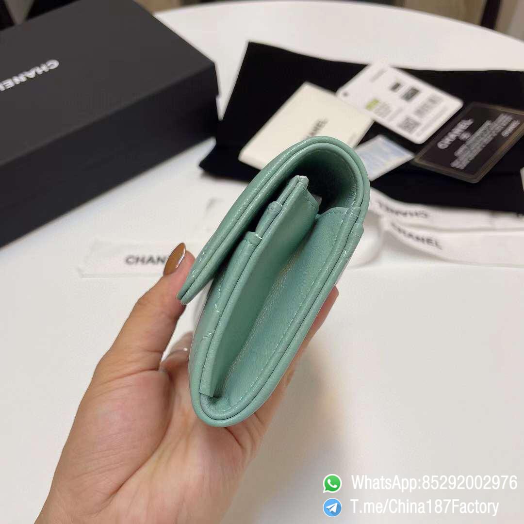 187 Factory Bags Chanel 19 Middle Cambon Wallet Aqua Green Shiny Lambskin Gold Tone Metal 05 187 Factory Bags Chanel 19 Middle Cambon Wallet Aqua Green Shiny Lambskin Gold Tone Metal 05