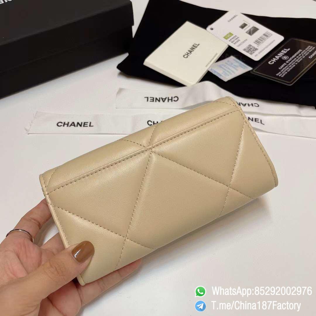 187 Factory Bags Chanel 19 Middle Cambon Wallet Beige Shiny Lambskin Gold Tone Metal 03 187 Factory Bags Chanel 19 Middle Cambon Wallet Beige Shiny Lambskin Gold Tone Metal 03