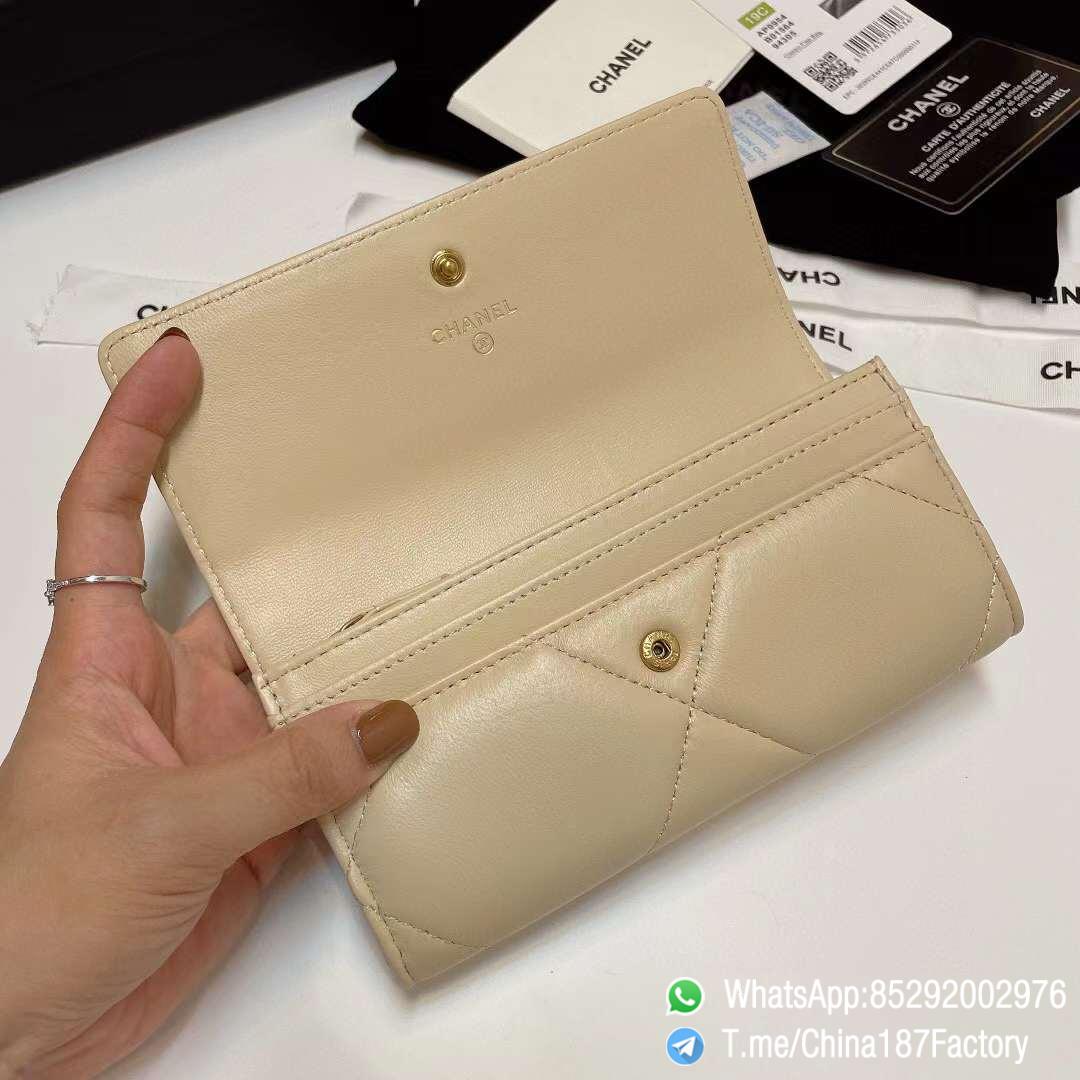 187 Factory Bags Chanel 19 Middle Cambon Wallet Beige Shiny Lambskin Gold Tone Metal 06 187 Factory Bags Chanel 19 Middle Cambon Wallet Beige Shiny Lambskin Gold Tone Metal 06