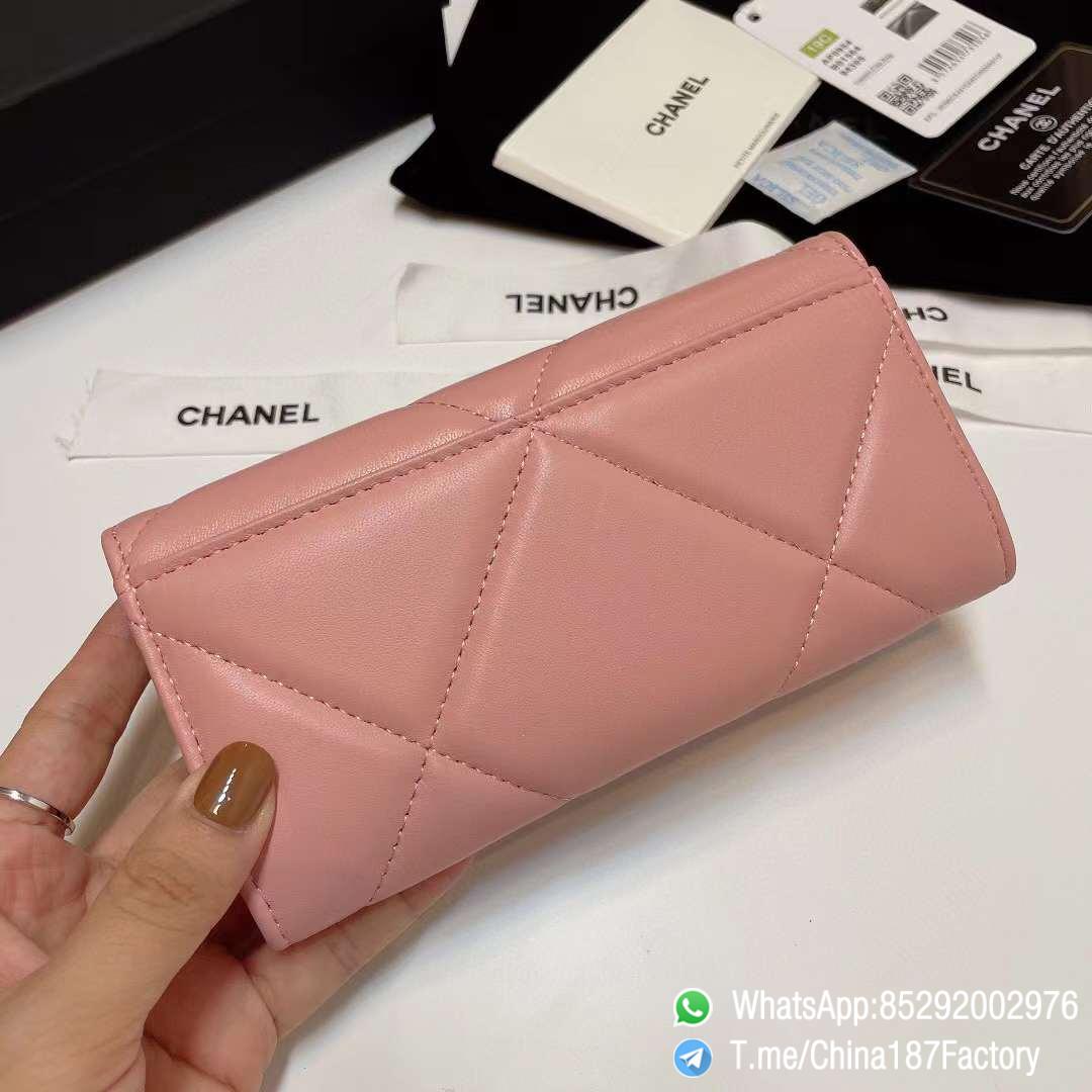 187 Factory Bags Chanel 19 Middle Cambon Wallet Pink Shiny Lambskin Gold Tone Metal 03 187 Factory Bags Chanel 19 Middle Cambon Wallet Pink Shiny Lambskin Gold Tone Metal 03
