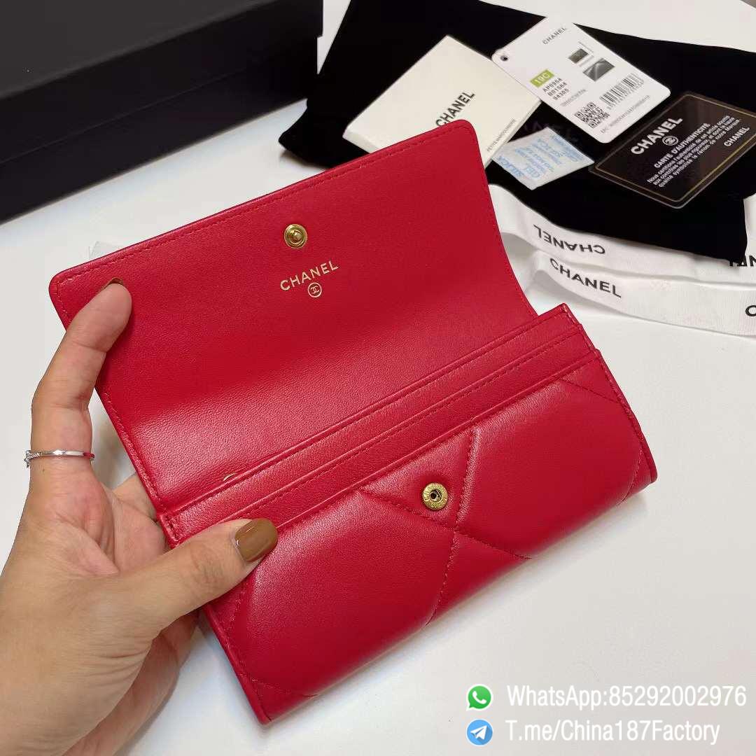 187 Factory Bags Chanel 19 Middle Cambon Wallet Red Shiny Lambskin Gold Tone Metal 07 187 Factory Bags Chanel 19 Middle Cambon Wallet Red Shiny Lambskin Gold Tone Metal 07