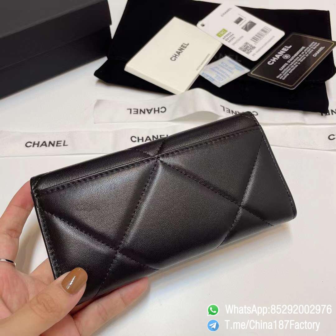 187 Factory Bags Chanel 19 Middle Wallet Black Shiny Lambskin Silver Tone Metal 03 187 Factory Bags Chanel 19 Middle Wallet Black Shiny Lambskin Silver Tone Metal 03