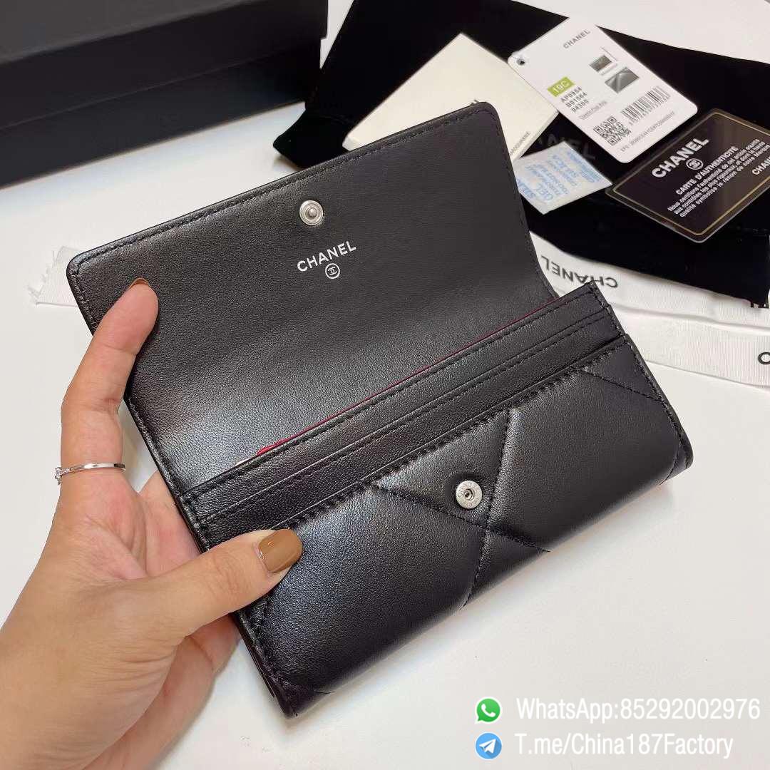 187 Factory Bags Chanel 19 Middle Wallet Black Shiny Lambskin Silver Tone Metal 06 187 Factory Bags Chanel 19 Middle Wallet Black Shiny Lambskin Silver Tone Metal 06
