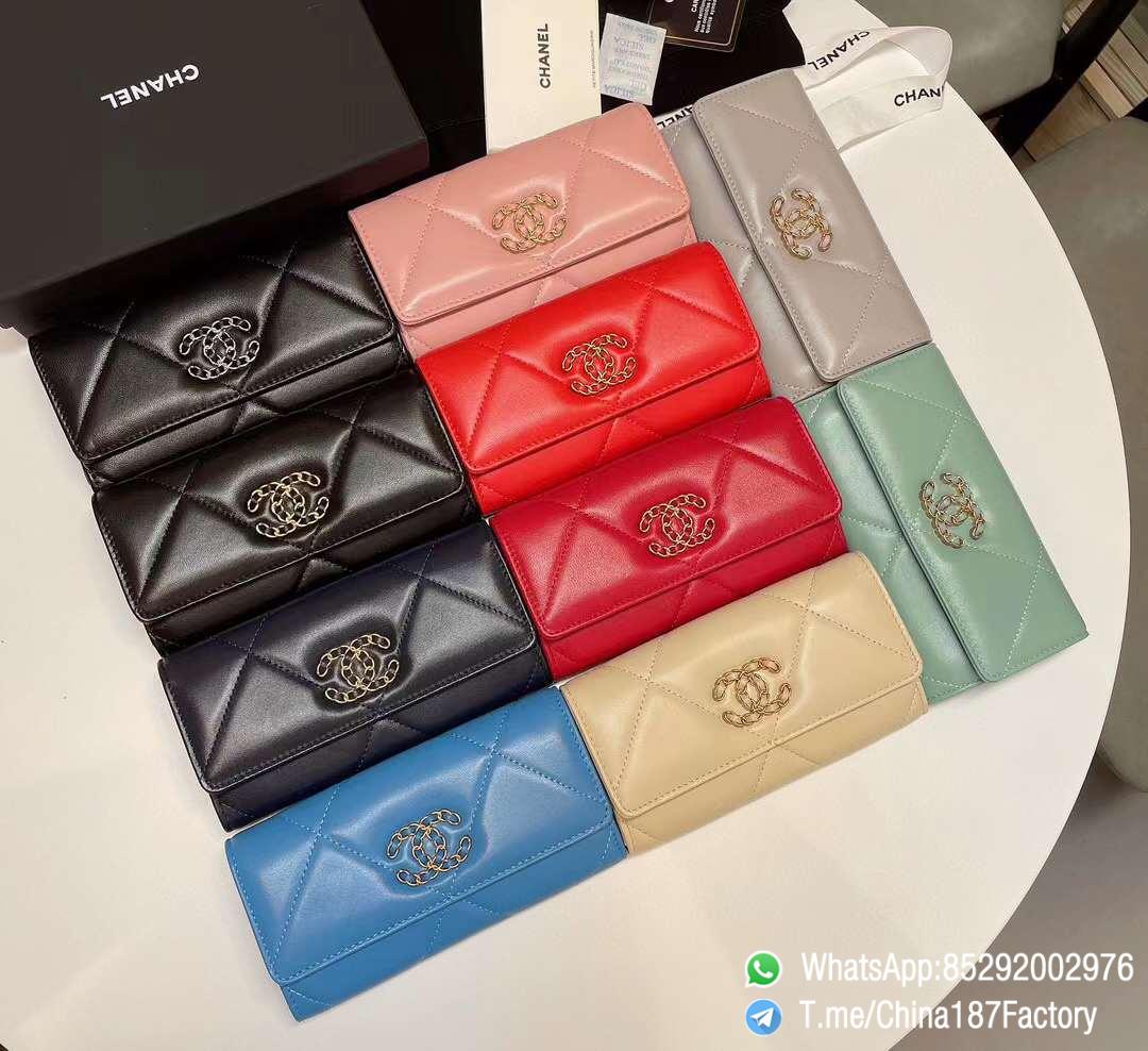 187 Factory Bags Chanel 19 Middle Wallet Snap Fastener Shiny Lambskin Gold Tone Metal 03 187 Factory Bags Chanel 19 Middle Wallet Snap Fastener Shiny Lambskin Gold Tone Metal 03
