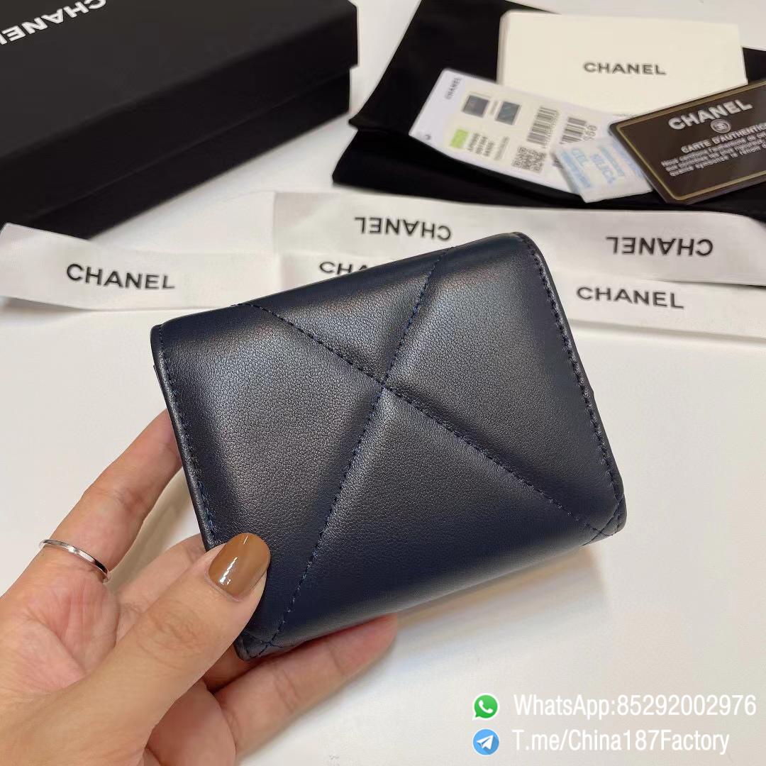 187 Factory Bags Chanel 19 Mini Three Fold Wallet Abysse Blue Shiny Lambskin Gold Tone Metal 03 187 Factory Bags Chanel 19 Mini Three Fold Wallet Abysse Blue Shiny Lambskin Gold Tone Metal 03