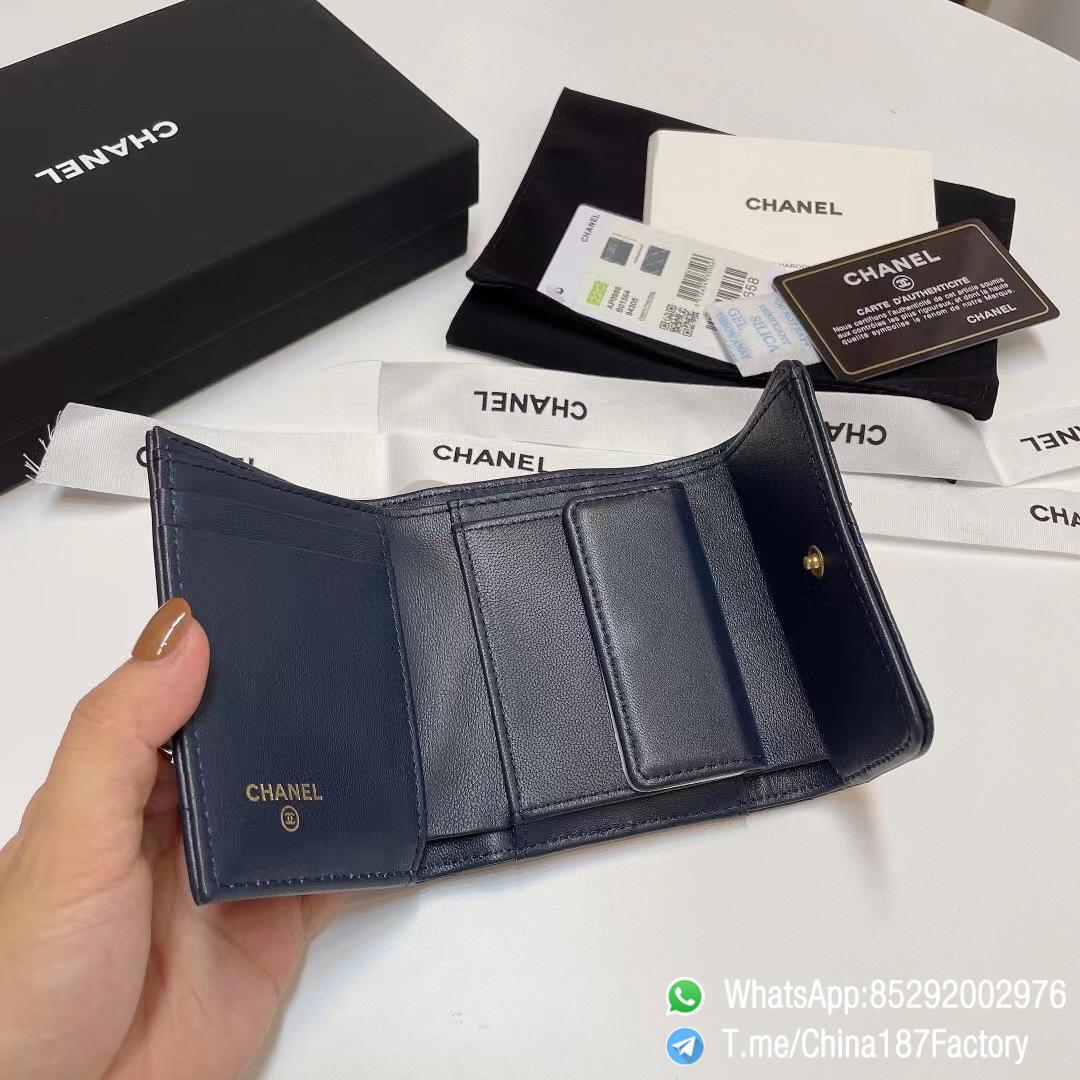 187 Factory Bags Chanel 19 Mini Three Fold Wallet Abysse Blue Shiny Lambskin Gold Tone Metal 07 187 Factory Bags Chanel 19 Mini Three Fold Wallet Abysse Blue Shiny Lambskin Gold Tone Metal 07