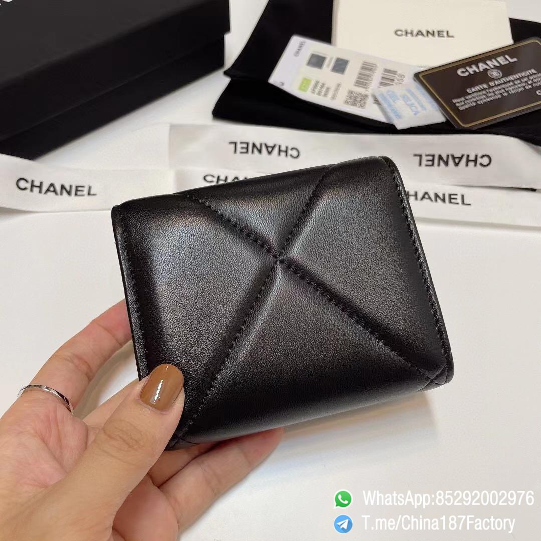 187 Factory Bags Chanel 19 Mini Three Fold Wallet Black Shiny Lambskin Gold Tone Metal 03 187 Factory Bags Chanel 19 Mini Three Fold Wallet Black Shiny Lambskin Gold Tone Metal 03
