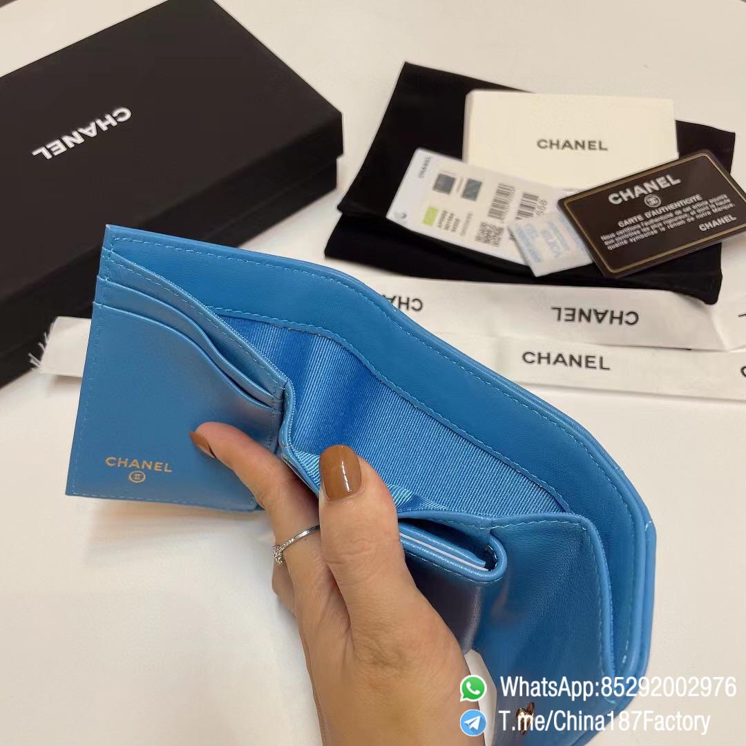 187 Factory Bags Chanel 19 Mini Three Fold Wallet Blue Shiny Lambskin Gold Tone Metal 09 187 Factory Bags Chanel 19 Mini Three Fold Wallet Blue Shiny Lambskin Gold Tone Metal 09