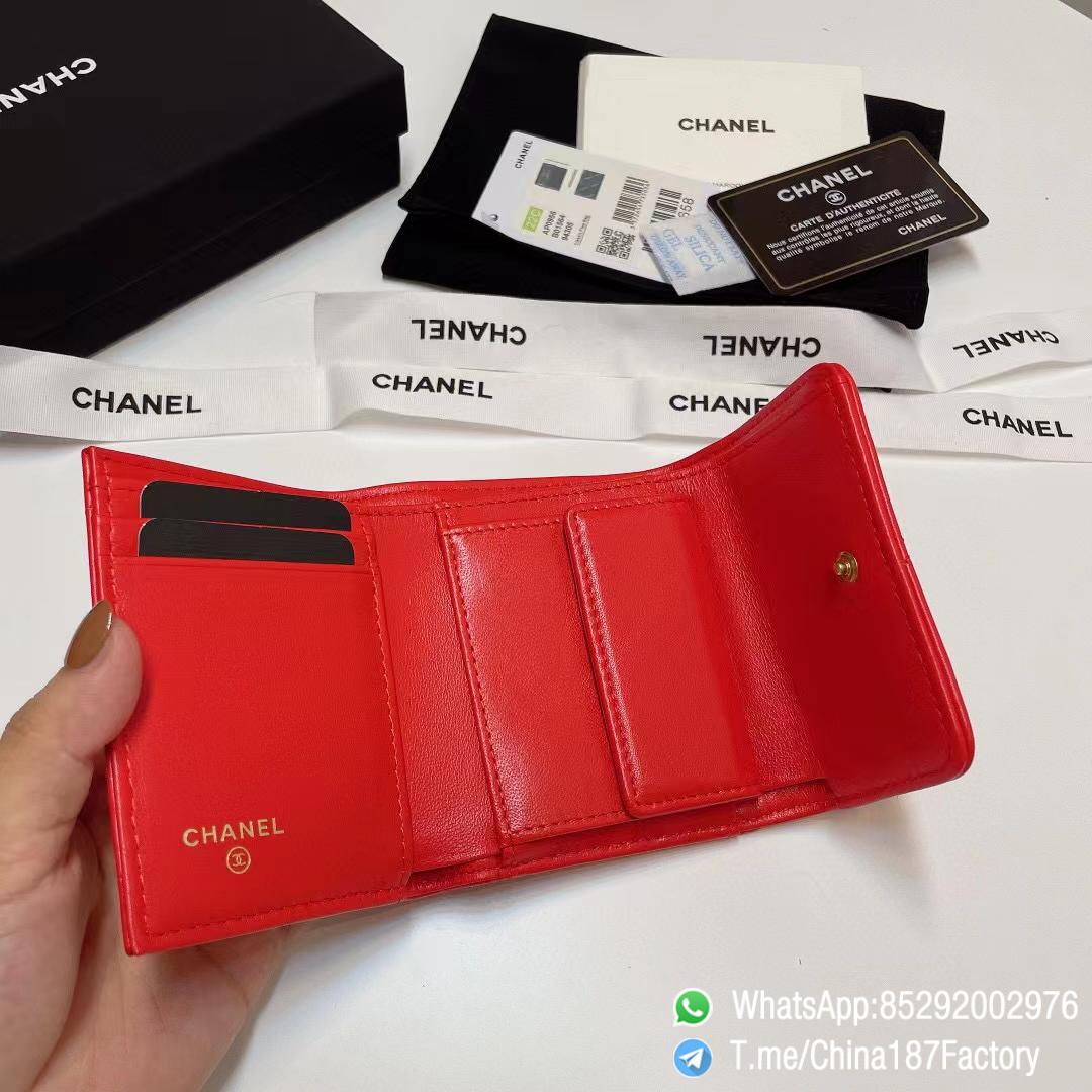187 Factory Bags Chanel 19 Mini Three Fold Wallet Bright Red Shiny Lambskin Gold Tone Metal 07 187 Factory Bags Chanel 19 Mini Three Fold Wallet Bright Red Shiny Lambskin Gold Tone Metal 07