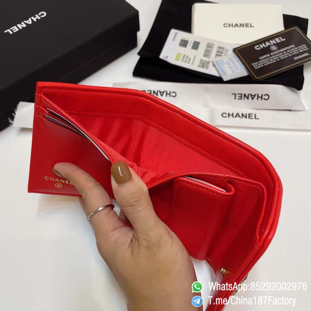 187 Factory Bags Chanel 19 Mini Three Fold Wallet Bright Red Shiny Lambskin Gold Tone Metal 09 187 Factory Bags Chanel 19 Mini Three Fold Wallet Bright Red Shiny Lambskin Gold Tone Metal 09