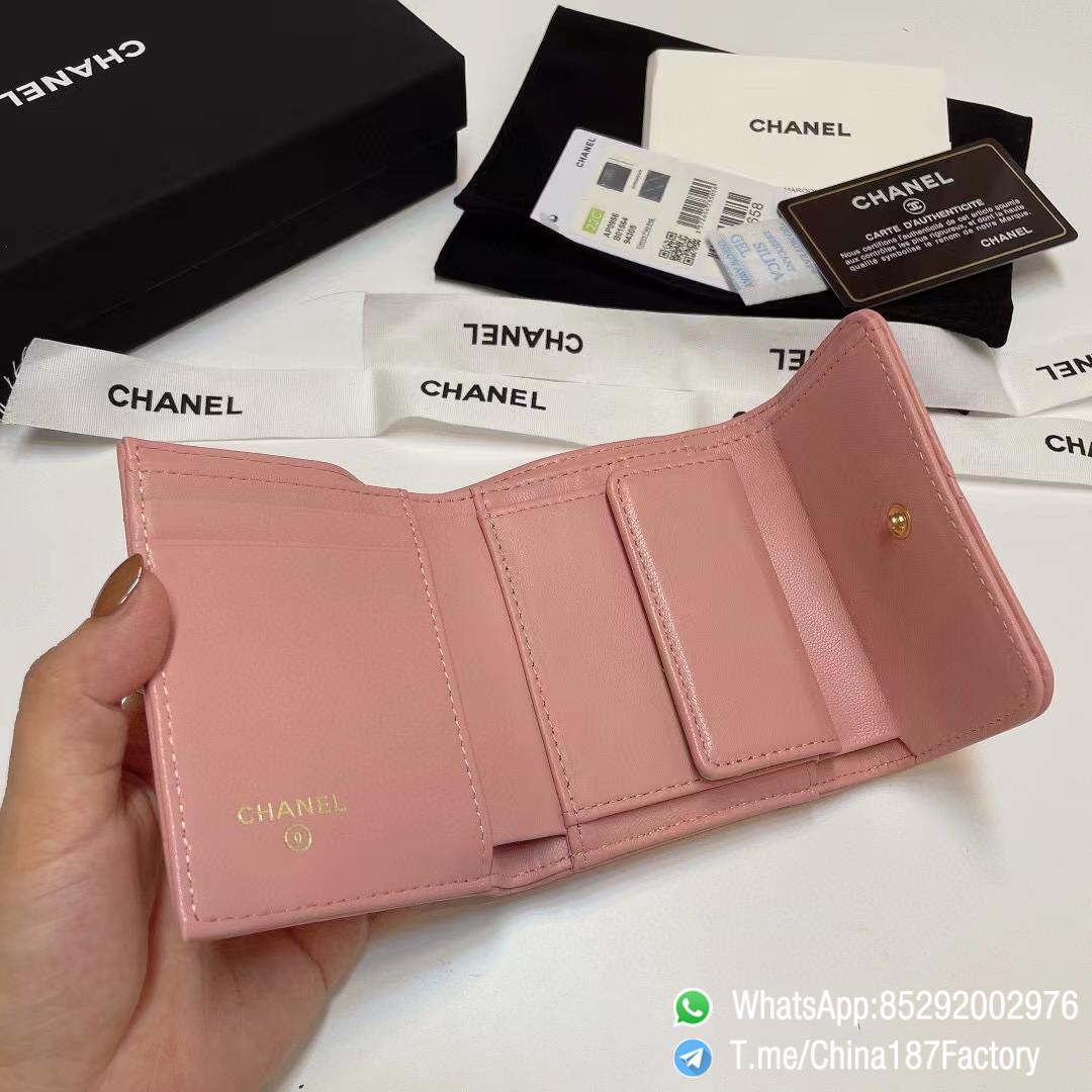187 Factory Bags Chanel 19 Mini Three Fold Wallet Pink Shiny Lambskin Gold Tone Metal 07 187 Factory Bags Chanel 19 Mini Three Fold Wallet Pink Shiny Lambskin Gold Tone Metal 07