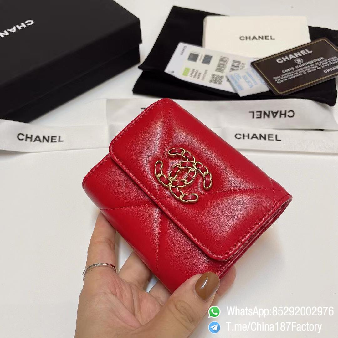 187 Factory Bags Chanel 19 Mini Three Fold Wallet Red Shiny Lambskin Gold Tone Metal 02 187 Factory Bags Chanel 19 Mini Three Fold Wallet Red Shiny Lambskin Gold Tone Metal 02