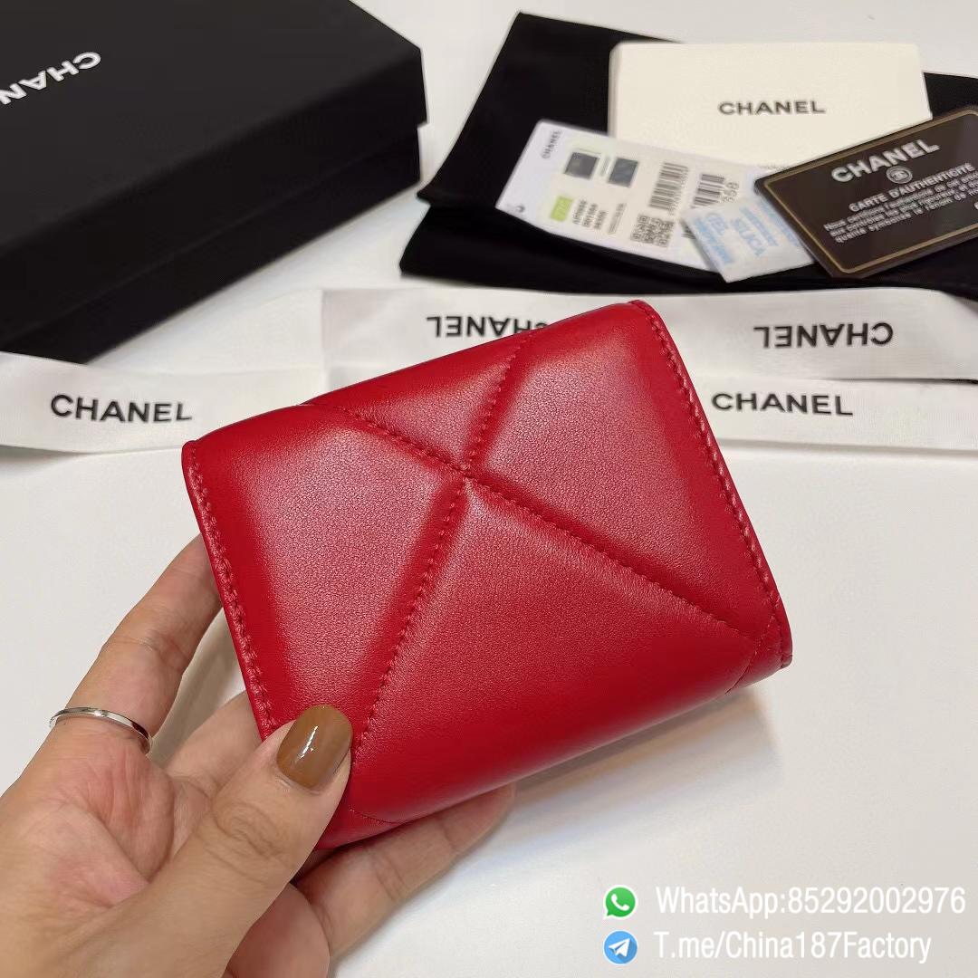 187 Factory Bags Chanel 19 Mini Three Fold Wallet Red Shiny Lambskin Gold Tone Metal 03 187 Factory Bags Chanel 19 Mini Three Fold Wallet Red Shiny Lambskin Gold Tone Metal 03