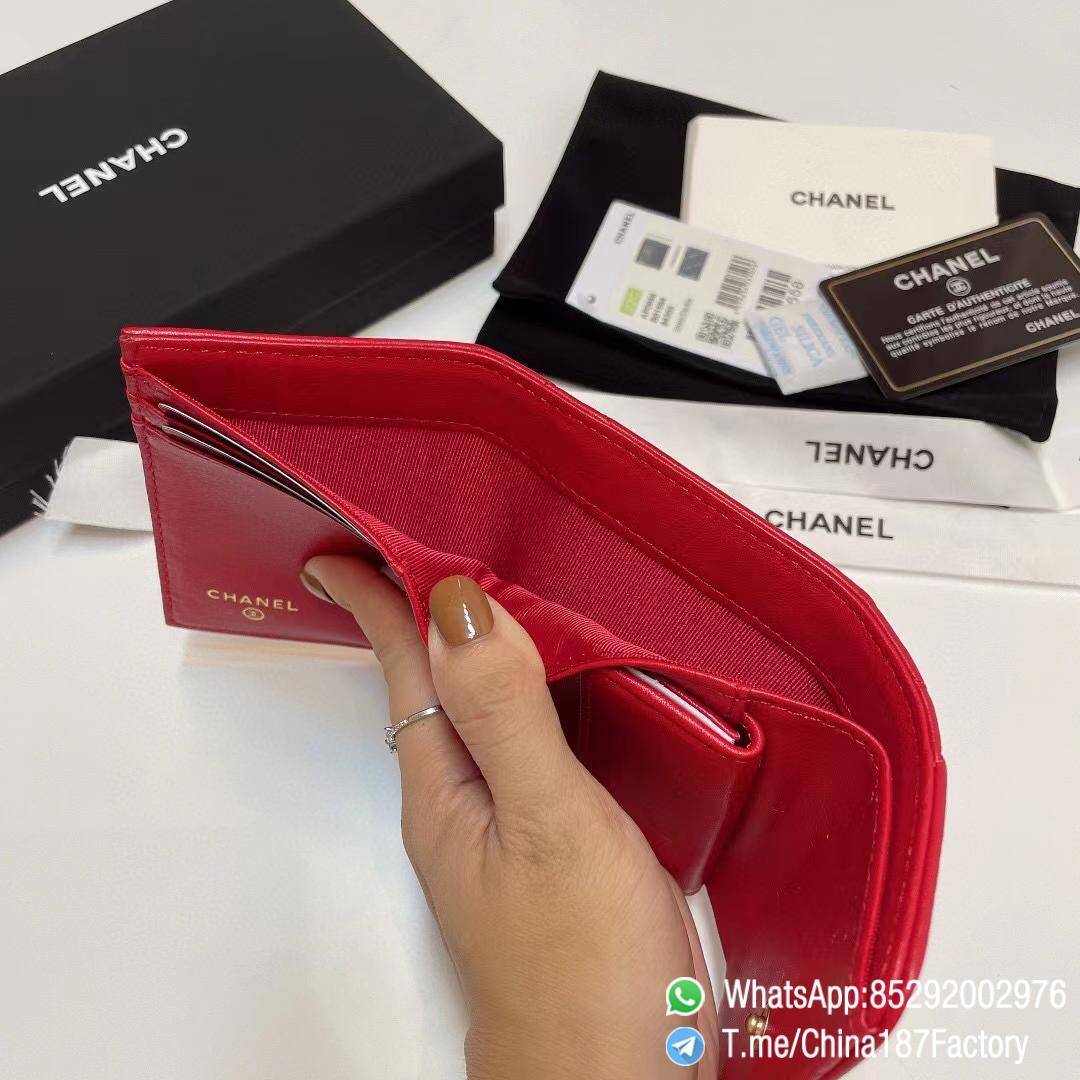 187 Factory Bags Chanel 19 Mini Three Fold Wallet Red Shiny Lambskin Gold Tone Metal 09 187 Factory Bags Chanel 19 Mini Three Fold Wallet Red Shiny Lambskin Gold Tone Metal 09