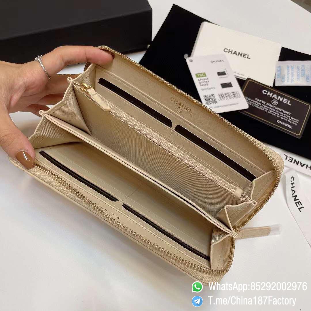 187 Factory Bags Chanel 19 Zipped Long Wallet Beige Shiny Lambskin Gold Tone Metal 07 187 Factory Bags Chanel 19 Zipped Long Wallet Beige Shiny Lambskin Gold Tone Metal 07