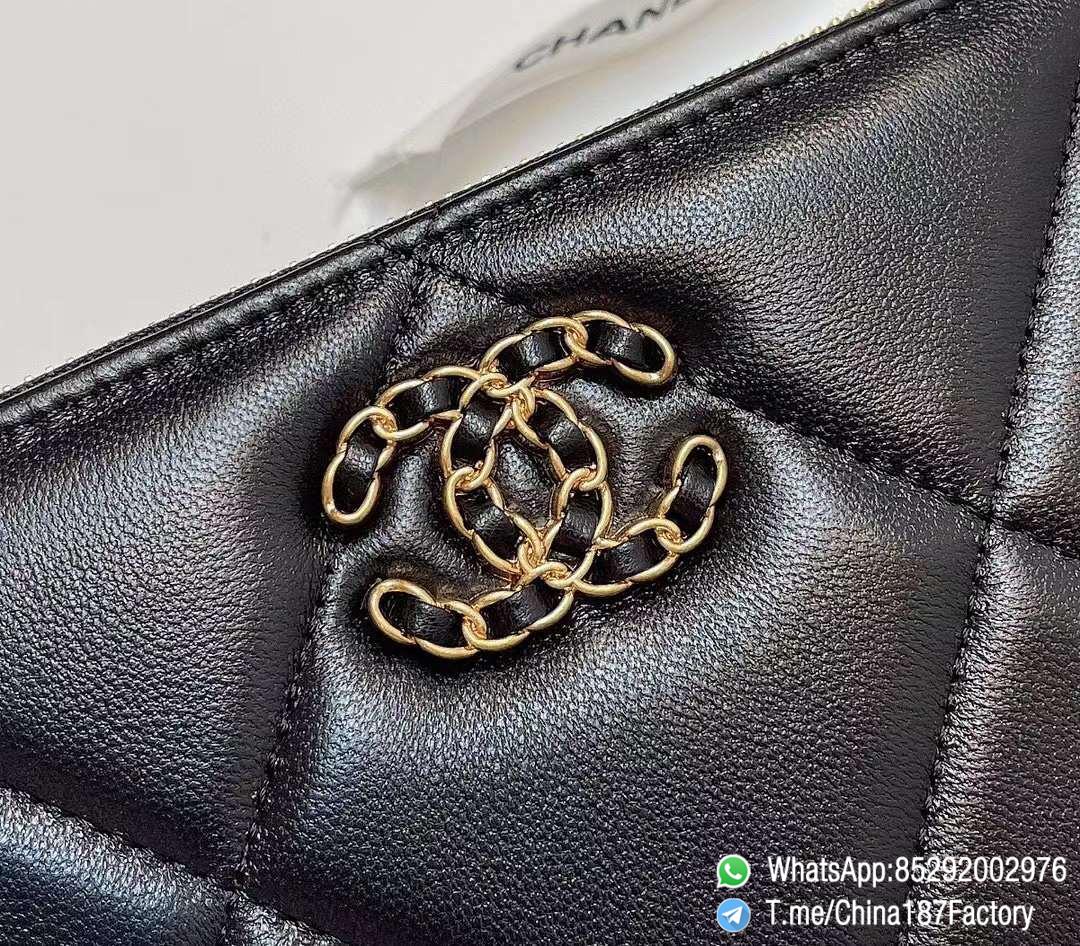 187 Factory Bags Chanel 19 Zipped Long Wallet Black Shiny Lambskin Gold Tone Metal 06 187 Factory Bags Chanel 19 Zipped Long Wallet Black Shiny Lambskin Gold Tone Metal 06