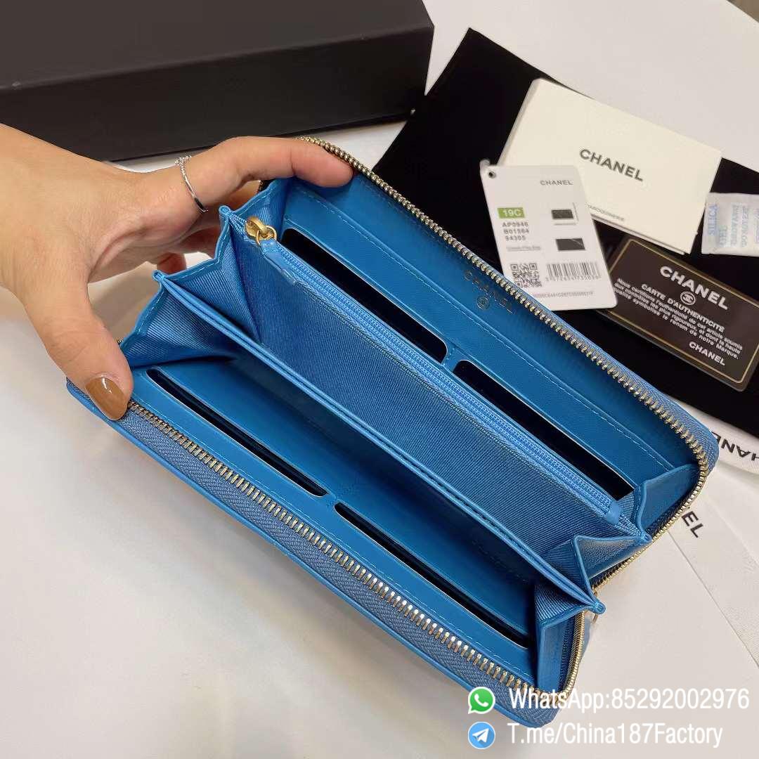 187 Factory Bags Chanel 19 Zipped Long Wallet Blue Shiny Lambskin Gold Tone Metal 07 187 Factory Bags Chanel 19 Zipped Long Wallet Blue Shiny Lambskin Gold Tone Metal 07