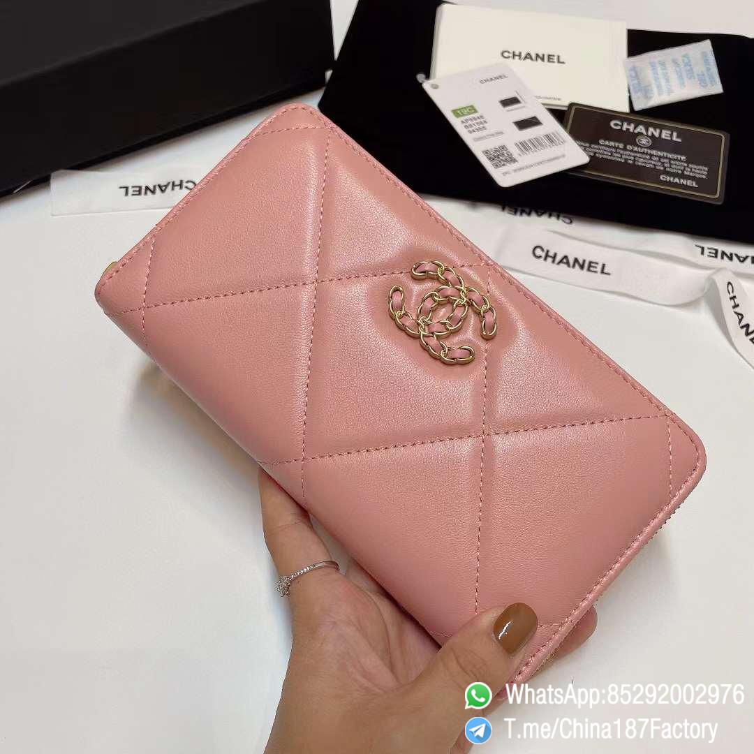 187 Factory Bags Chanel 19 Zipped Long Wallet Pink Shiny Lambskin Gold Tone Metal 02 187 Factory Bags Chanel 19 Zipped Long Wallet Pink Shiny Lambskin Gold Tone Metal 02