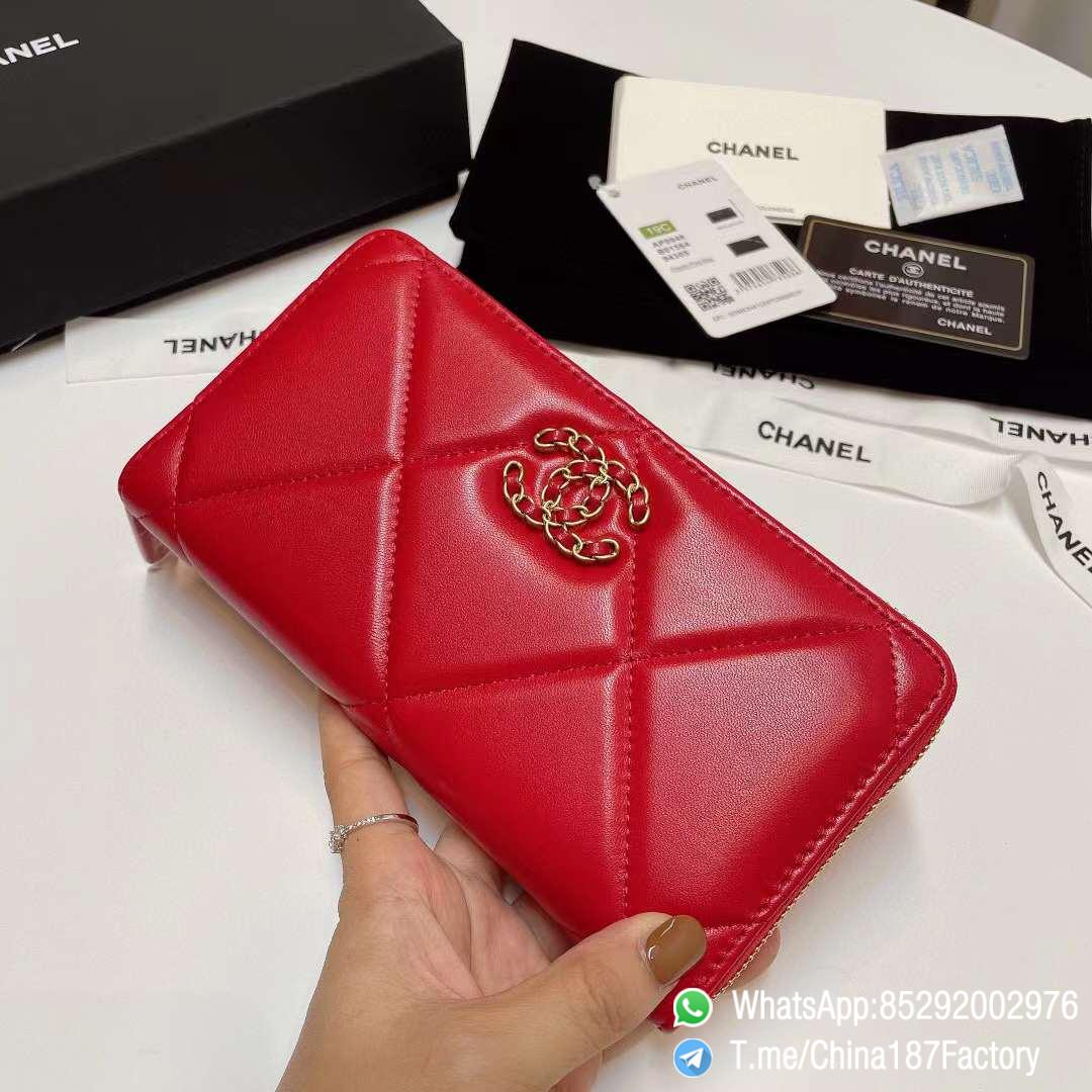 187 Factory Bags Chanel 19 Zipped Long Wallet Red Shiny Lambskin Gold Tone Metal 02 187 Factory Bags Chanel 19 Zipped Long Wallet Red Shiny Lambskin Gold Tone Metal 02