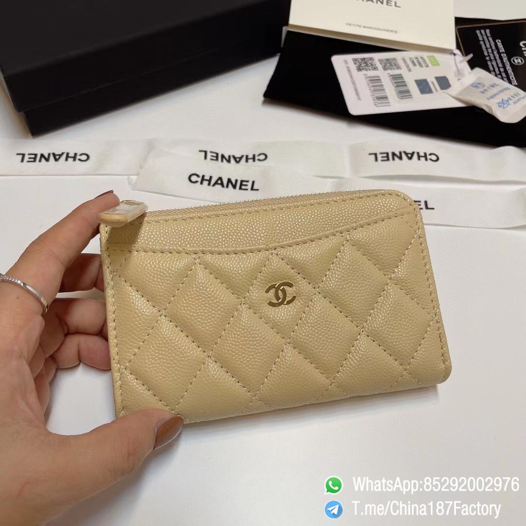 187 Factory Bags Chanel Classic Zipped Coin Purse with Card Slots Beige Grained Shiny Lambskin Gold Tone Metal 01 187 Factory Bags Chanel Classic Zipped Coin Purse with Card Slots Beige Grained Shiny Lambskin Gold Tone Metal 01