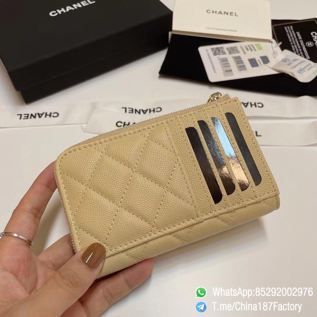 187 Factory Bags Chanel Classic Zipped Coin Purse with Card Slots Beige Grained Shiny Lambskin Gold Tone Metal 04 187 Factory Bags Chanel Classic Zipped Coin Purse with Card Slots Beige Grained Shiny Lambskin Gold Tone Metal 04
