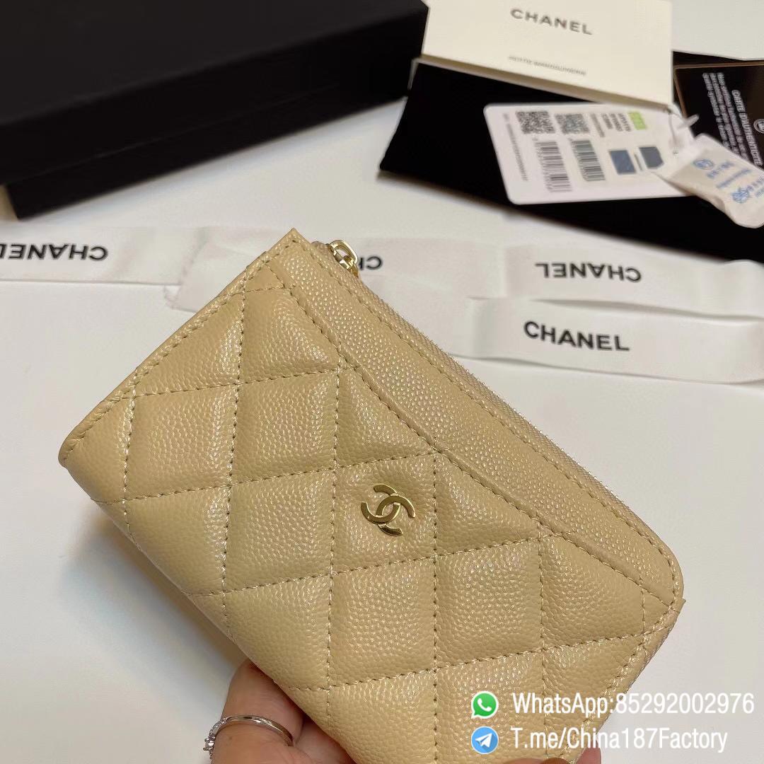 187 Factory Bags Chanel Classic Zipped Coin Purse with Card Slots Beige Grained Shiny Lambskin Gold Tone Metal 05 187 Factory Bags Chanel Classic Zipped Coin Purse with Card Slots Beige Grained Shiny Lambskin Gold Tone Metal 05
