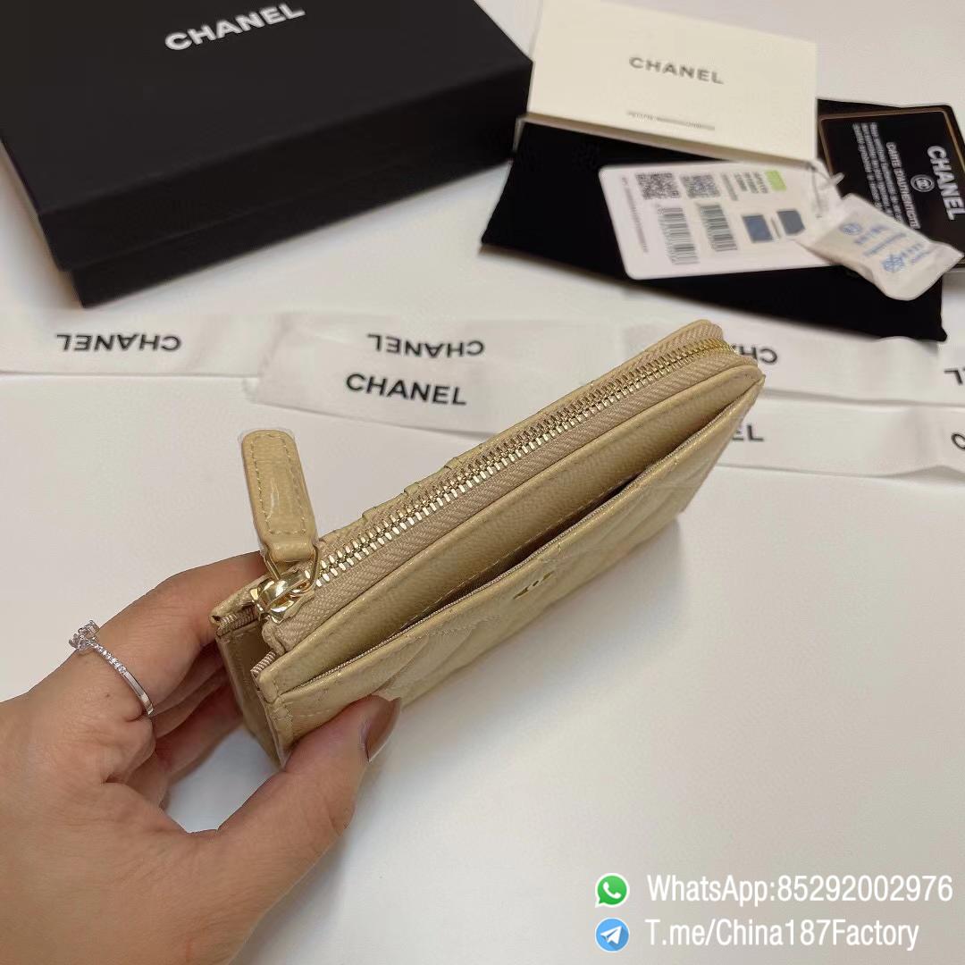 187 Factory Bags Chanel Classic Zipped Coin Purse with Card Slots Beige Grained Shiny Lambskin Gold Tone Metal 07 187 Factory Bags Chanel Classic Zipped Coin Purse with Card Slots Beige Grained Shiny Lambskin Gold Tone Metal 07