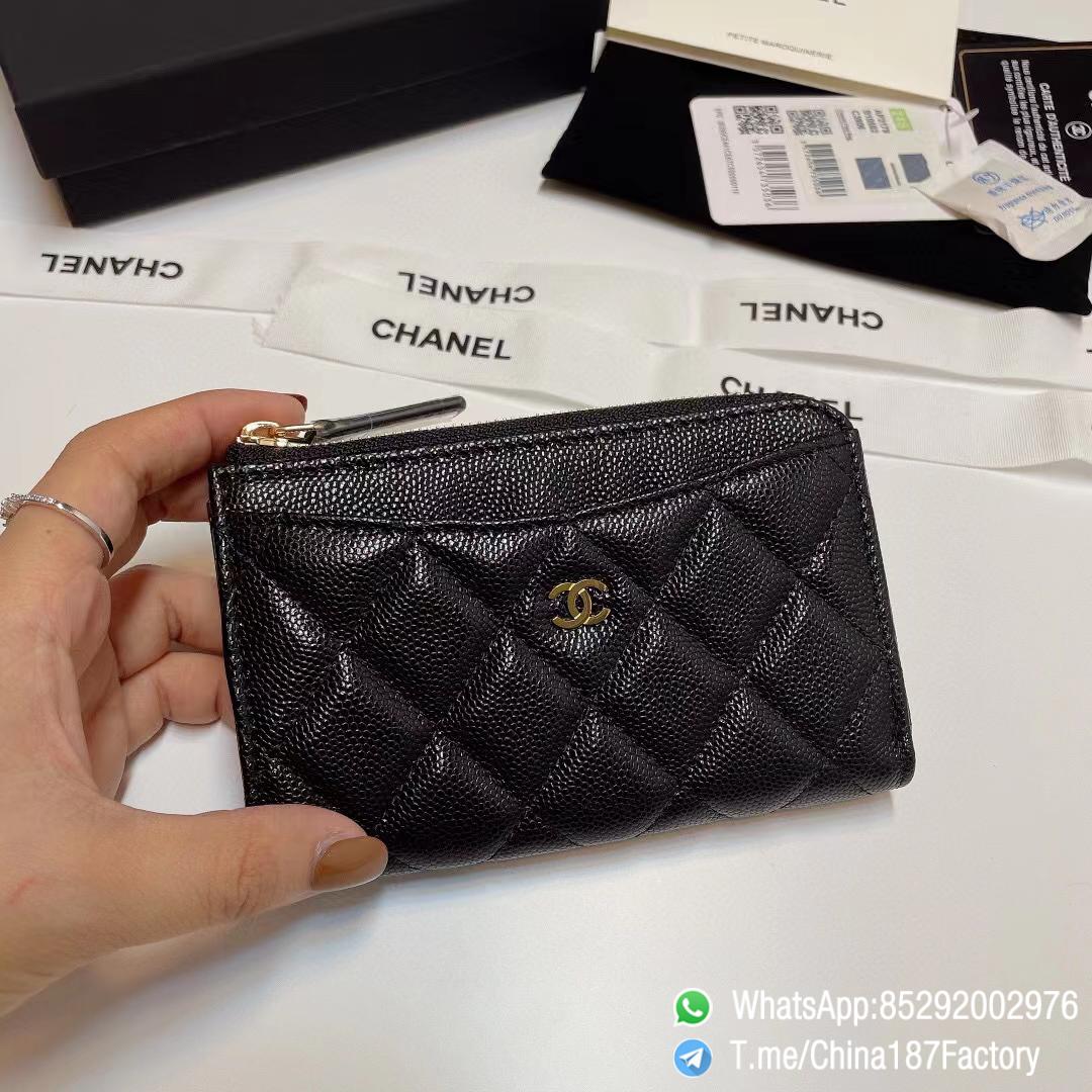 187 Factory Bags Chanel Classic Zipped Coin Purse with Card Slots Black Grained Shiny Lambskin Gold Tone Metal 01 187 Factory Bags Chanel Classic Zipped Coin Purse with Card Slots Black Grained Shiny Lambskin Gold Tone Metal 01