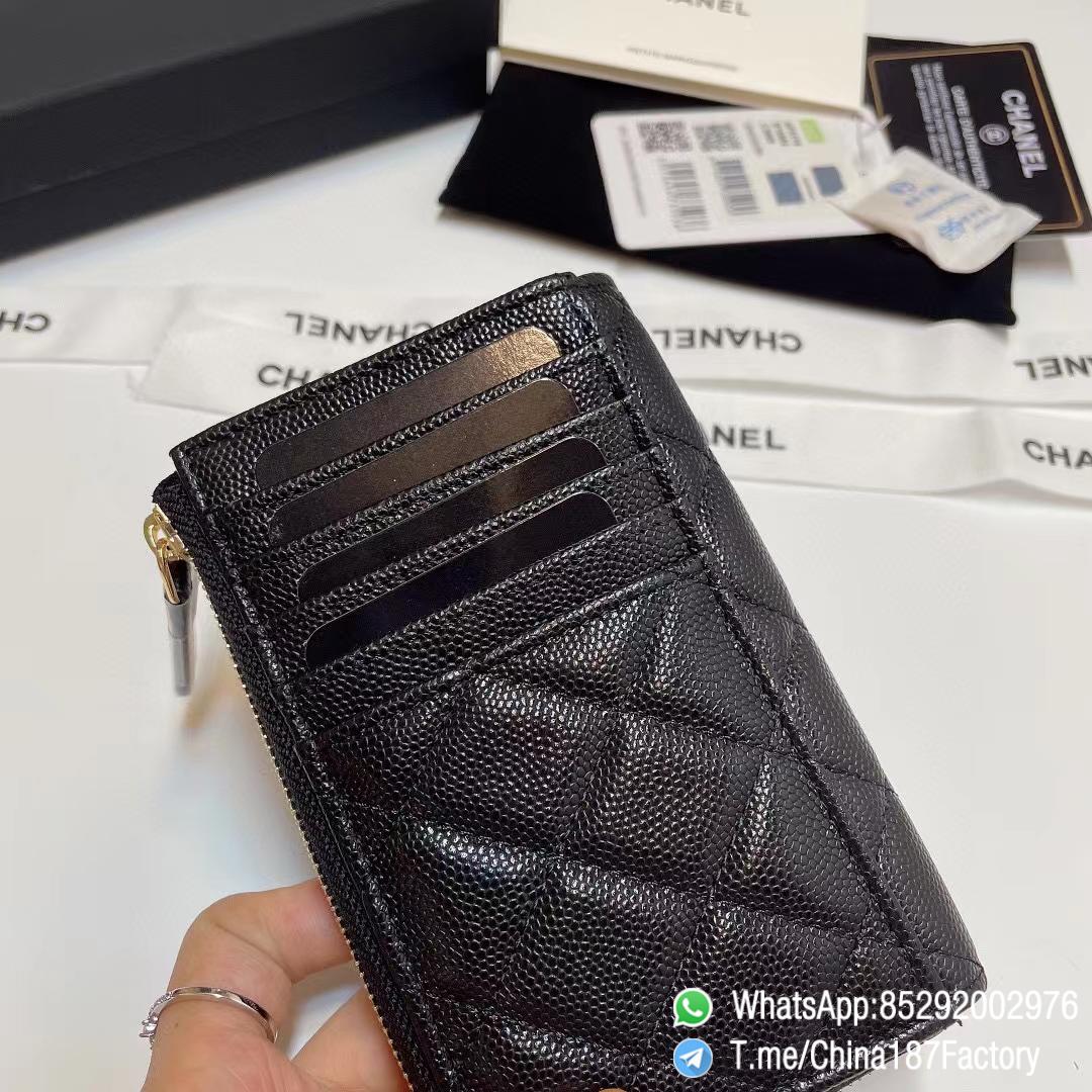 187 Factory Bags Chanel Classic Zipped Coin Purse with Card Slots Black Grained Shiny Lambskin Gold Tone Metal 05 187 Factory Bags Chanel Classic Zipped Coin Purse with Card Slots Black Grained Shiny Lambskin Gold Tone Metal 05