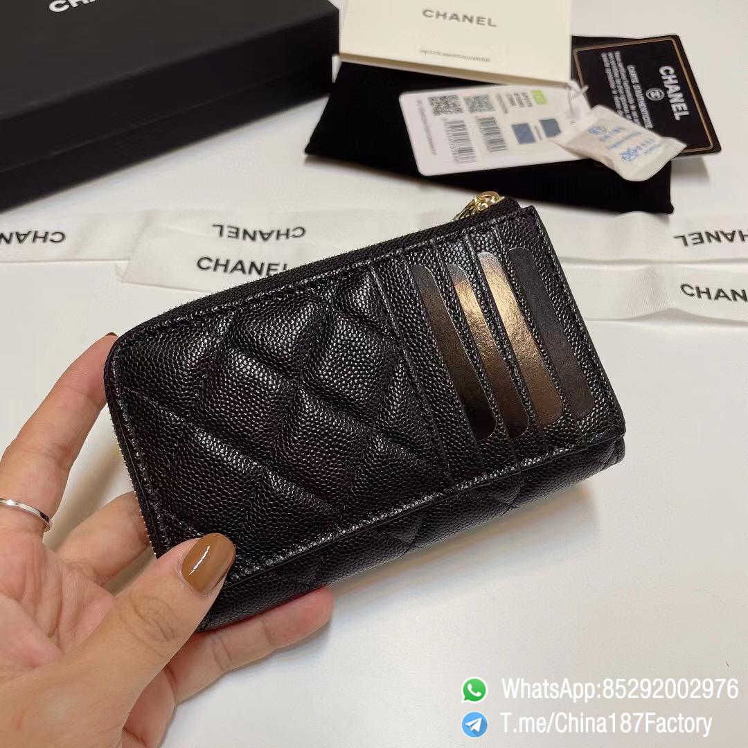 187 Factory Bags Chanel Classic Zipped Coin Purse with Card Slots Black Grained Shiny Lambskin Gold Tone Metal 06 187 Factory Bags Chanel Classic Zipped Coin Purse with Card Slots Black Grained Shiny Lambskin Gold Tone Metal 06