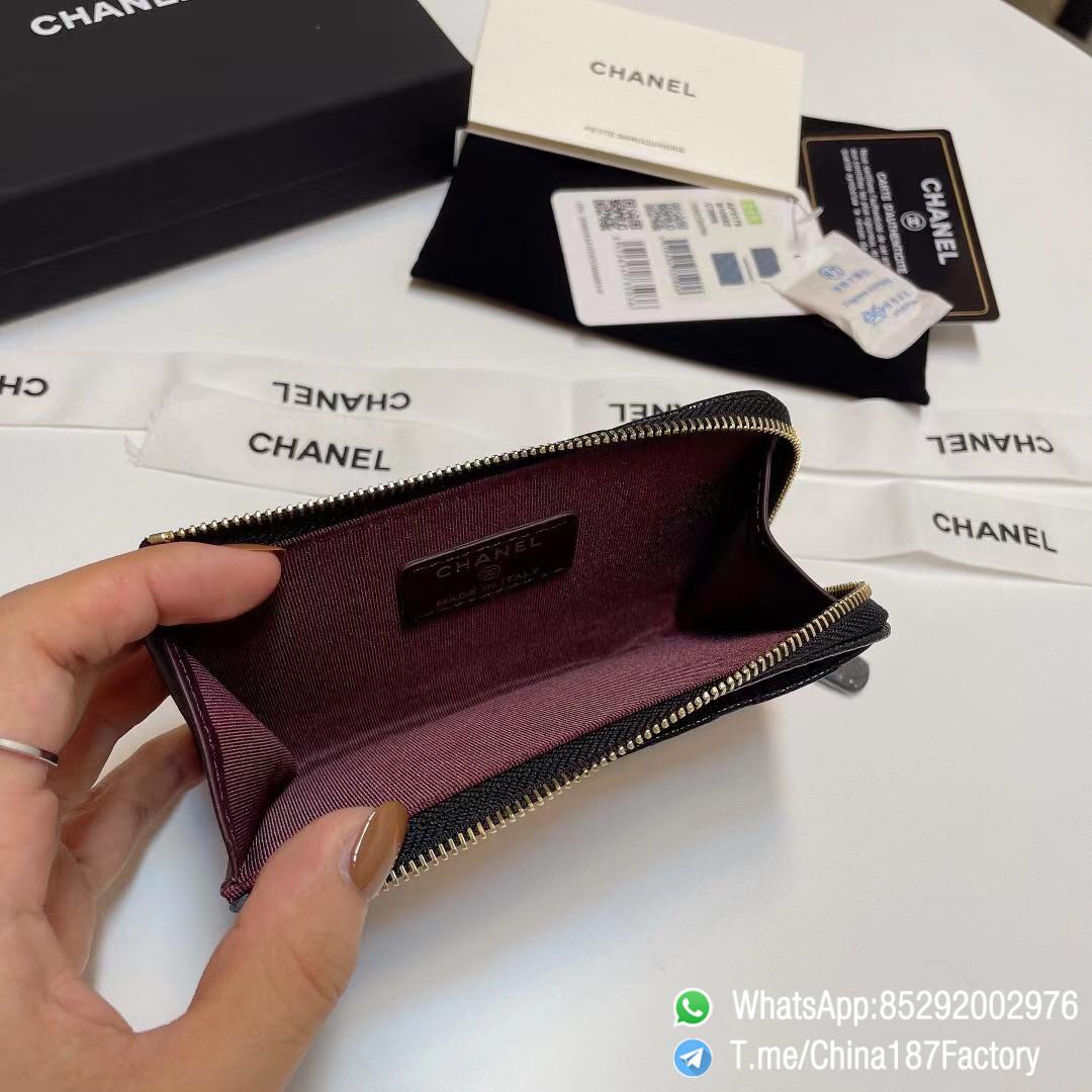 187 Factory Bags Chanel Classic Zipped Coin Purse with Card Slots Black Grained Shiny Lambskin Gold Tone Metal 08 187 Factory Bags Chanel Classic Zipped Coin Purse with Card Slots Black Grained Shiny Lambskin Gold Tone Metal 08