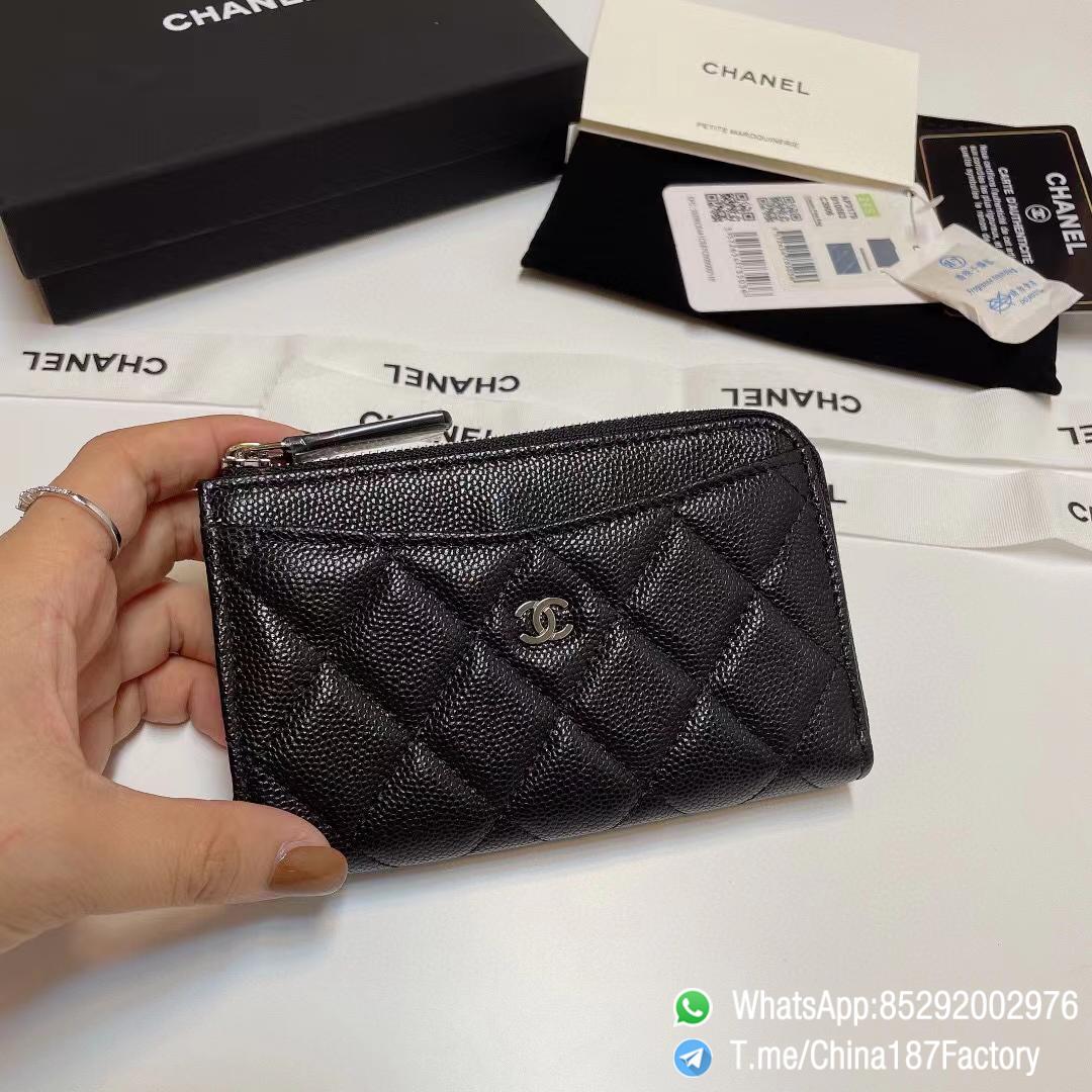 187 Factory Bags Chanel Classic Zipped Coin Purse with Card Slots Black Grained Shiny Lambskin Silver Tone Metal 01 187 Factory Bags Chanel Classic Zipped Coin Purse with Card Slots Black Grained Shiny Lambskin Silver Tone Metal 01