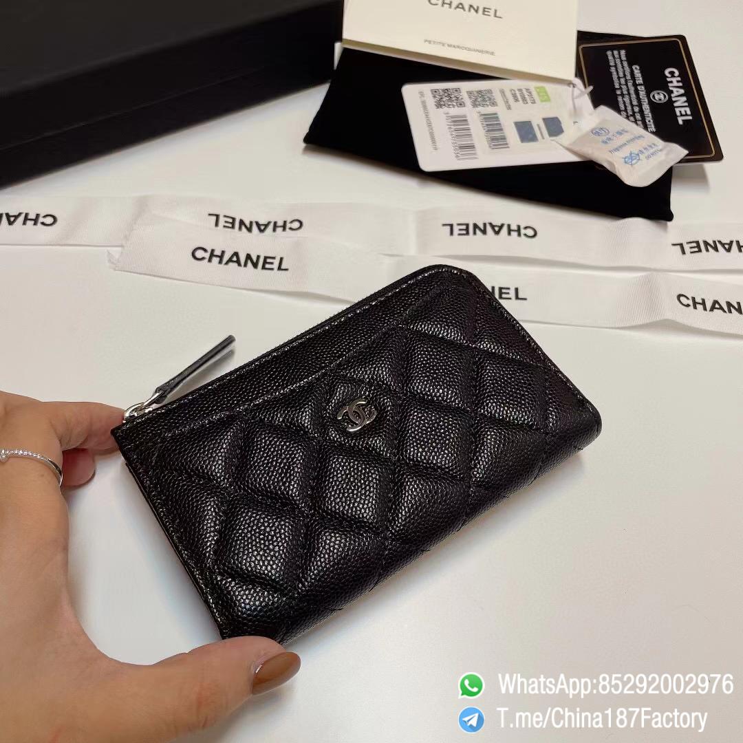 187 Factory Bags Chanel Classic Zipped Coin Purse with Card Slots Black Grained Shiny Lambskin Silver Tone Metal 02 187 Factory Bags Chanel Classic Zipped Coin Purse with Card Slots Black Grained Shiny Lambskin Silver Tone Metal 02