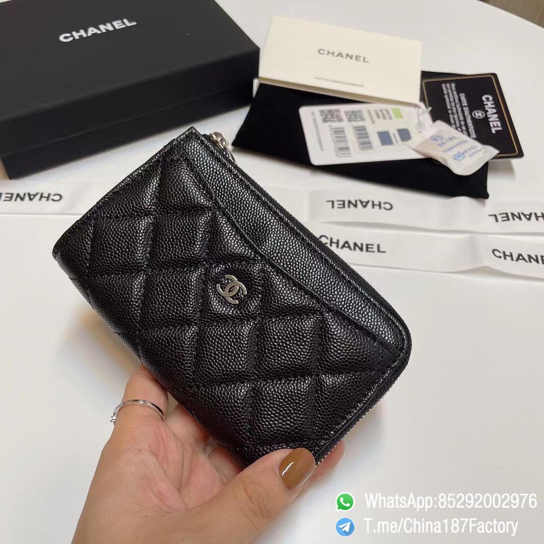 187 Factory Bags Chanel Classic Zipped Coin Purse with Card Slots Black Grained Shiny Lambskin Silver Tone Metal 03 187 Factory Bags Chanel Classic Zipped Coin Purse with Card Slots Black Grained Shiny Lambskin Silver Tone Metal 03