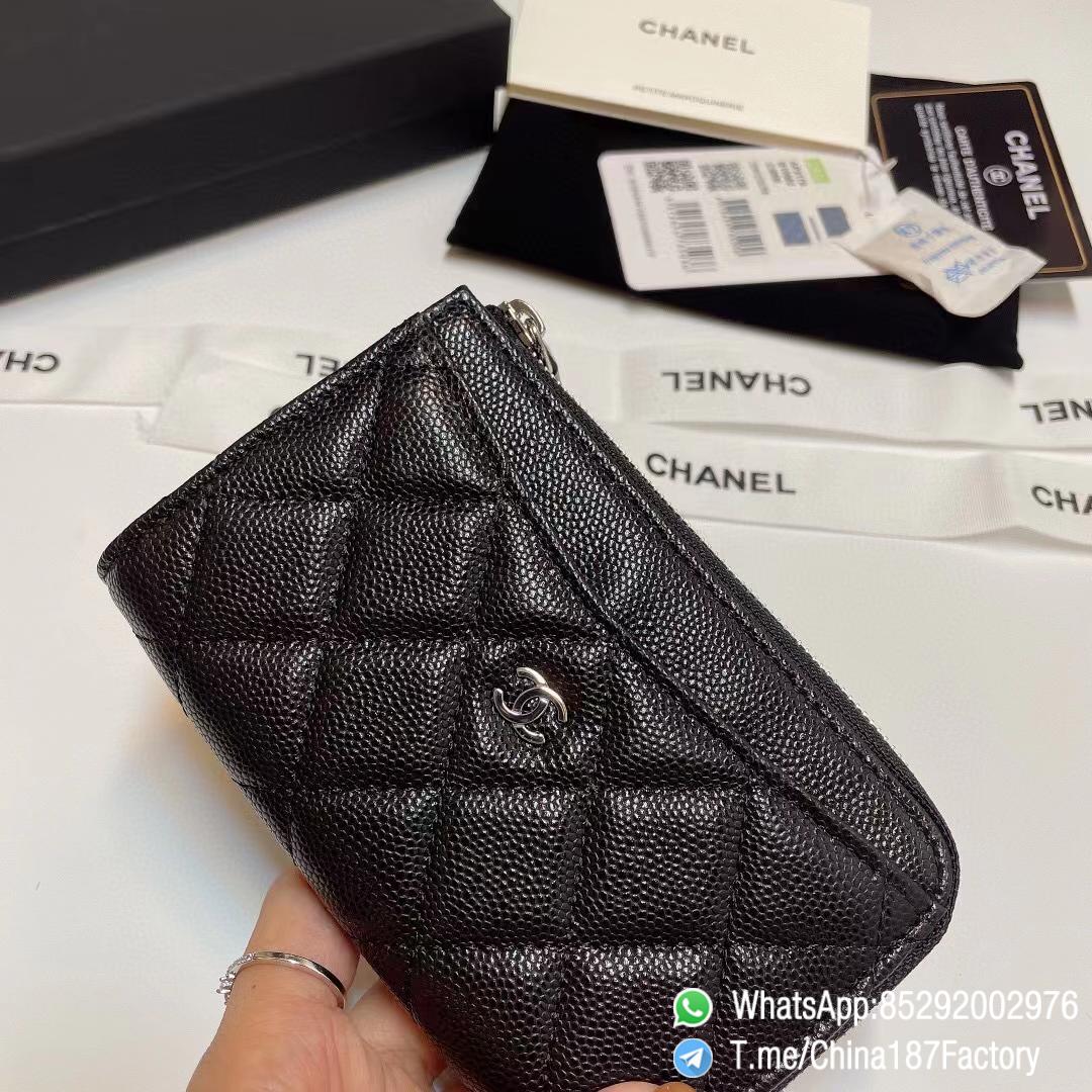 187 Factory Bags Chanel Classic Zipped Coin Purse with Card Slots Black Grained Shiny Lambskin Silver Tone Metal 04 187 Factory Bags Chanel Classic Zipped Coin Purse with Card Slots Black Grained Shiny Lambskin Silver Tone Metal 04
