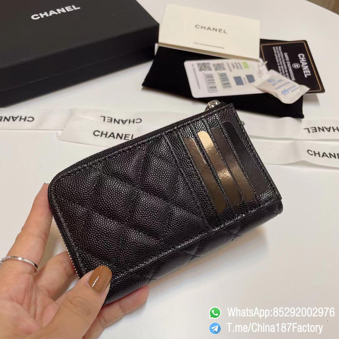 187 Factory Bags Chanel Classic Zipped Coin Purse with Card Slots Black Grained Shiny Lambskin Silver Tone Metal 05 187 Factory Bags Chanel Classic Zipped Coin Purse with Card Slots Black Grained Shiny Lambskin Silver Tone Metal 05